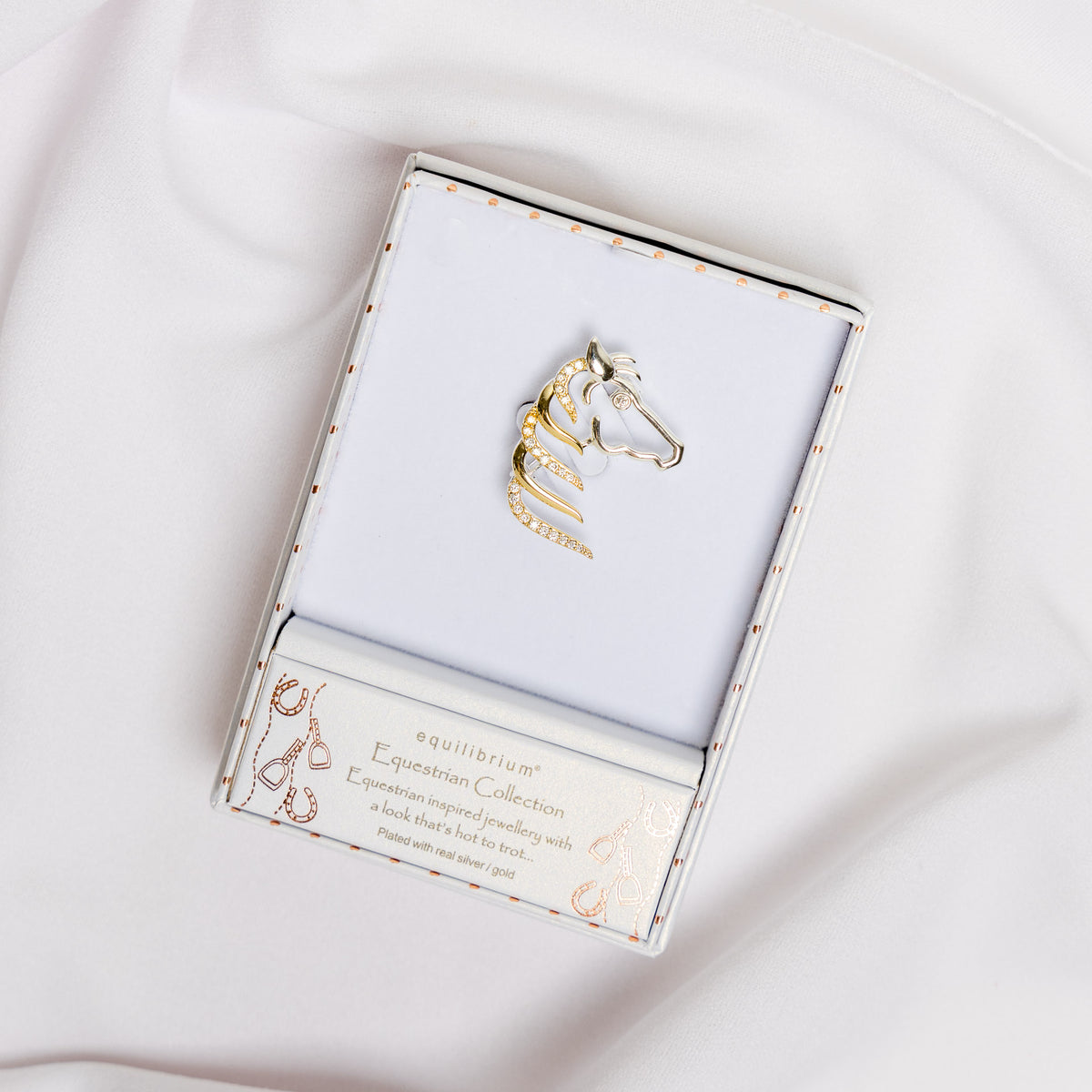 Silver & Gold Plated Horse Head Brooch
