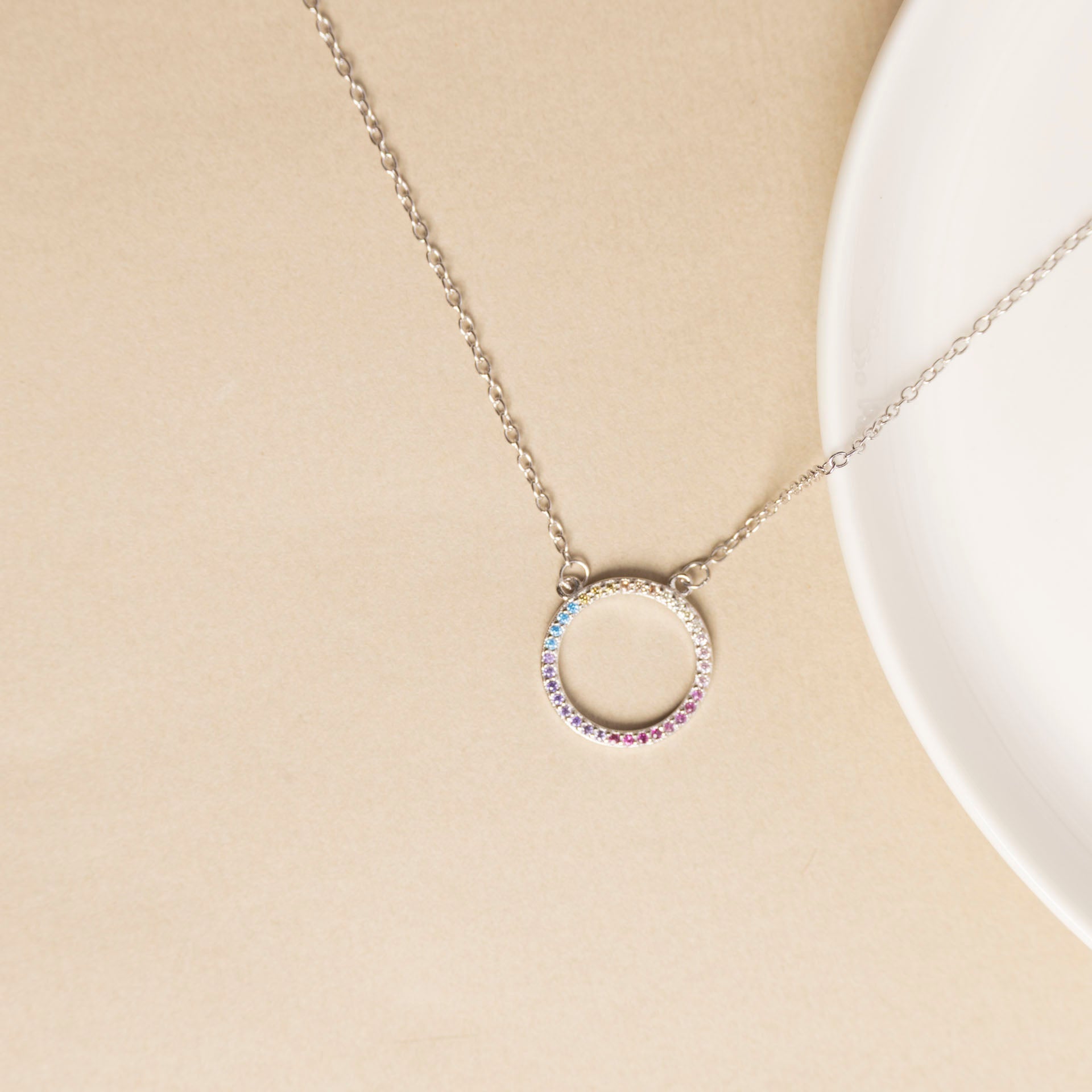 Sterling Silver “Colour Me Crazy” Circle Necklace