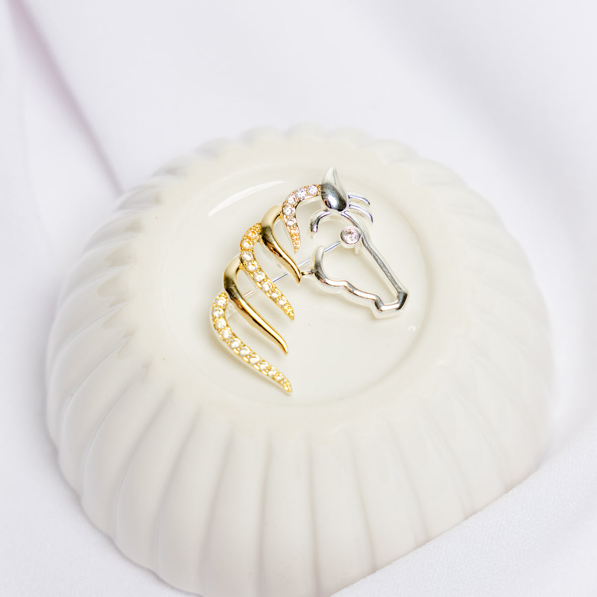 Silver & Gold Plated Horse Head Brooch
