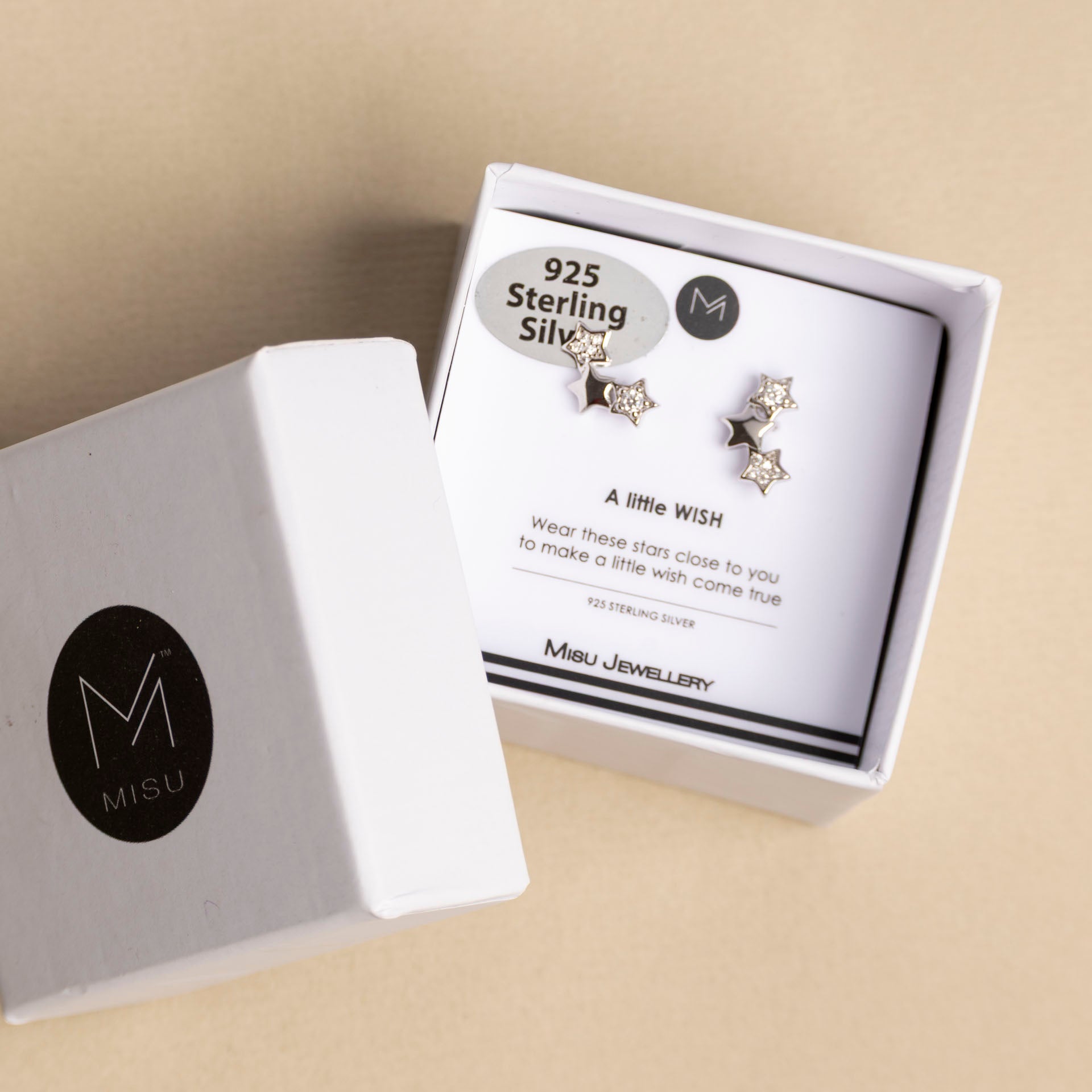 Sterling Silver Trio of Stars Stud Earrings