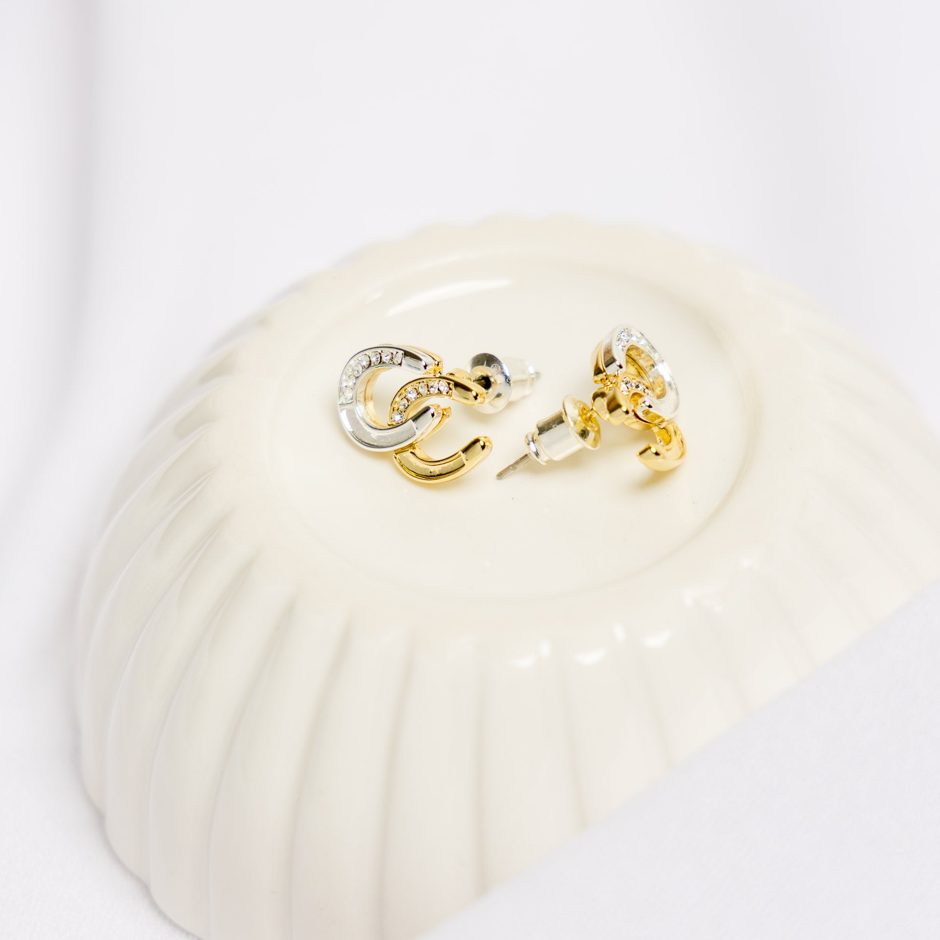 Silver & Gold Horseshoe Earrings