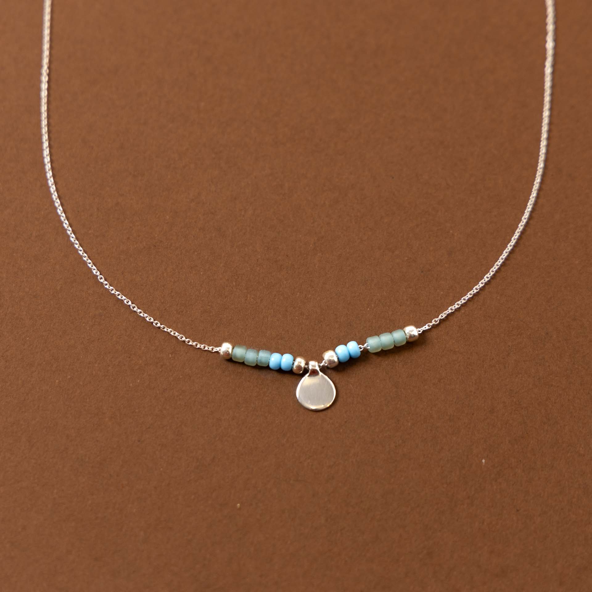 "Stillness" Beaded Charm Necklace (Sterling Silver / Gold-Plated)