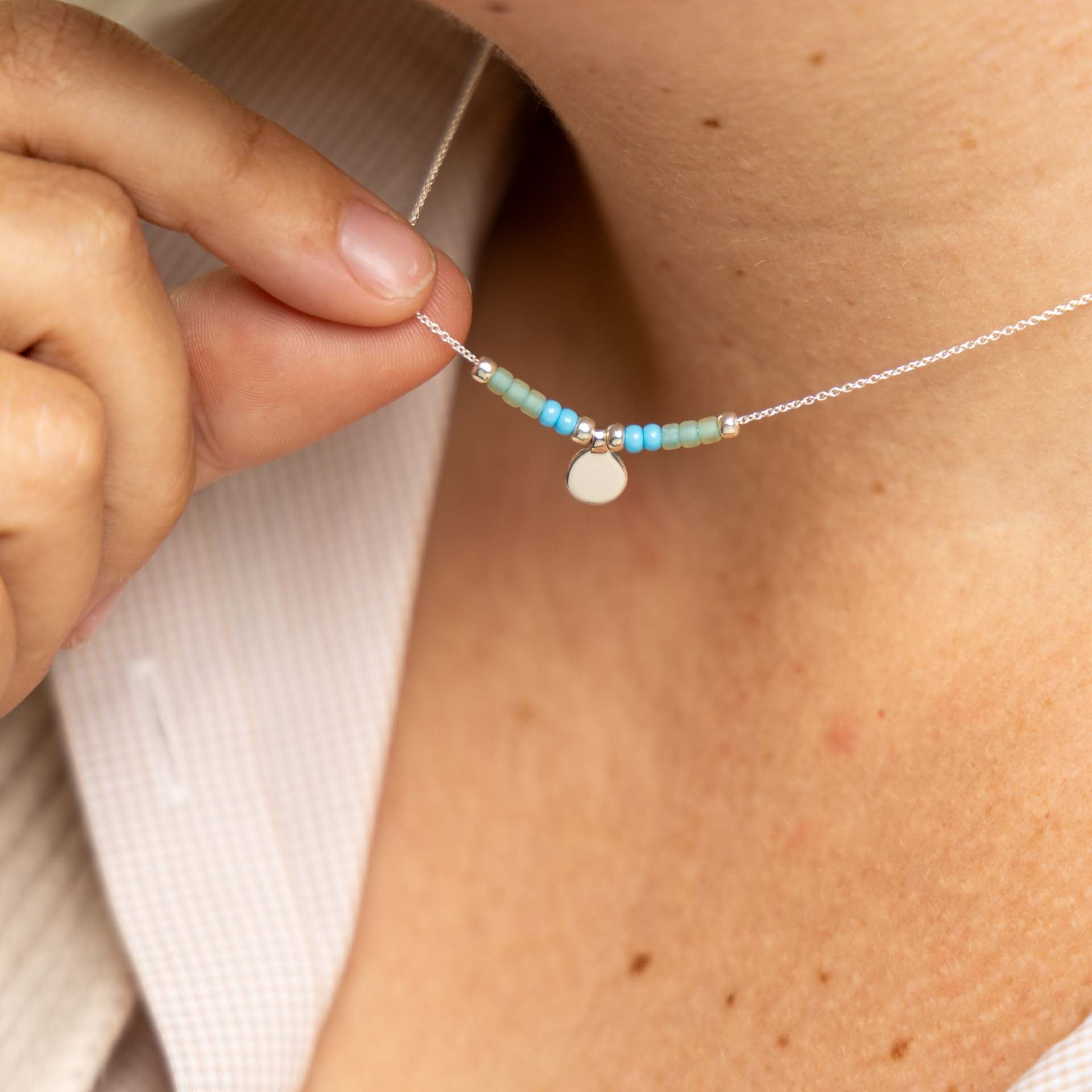 "Stillness" Beaded Charm Necklace (Sterling Silver / Gold-Plated)