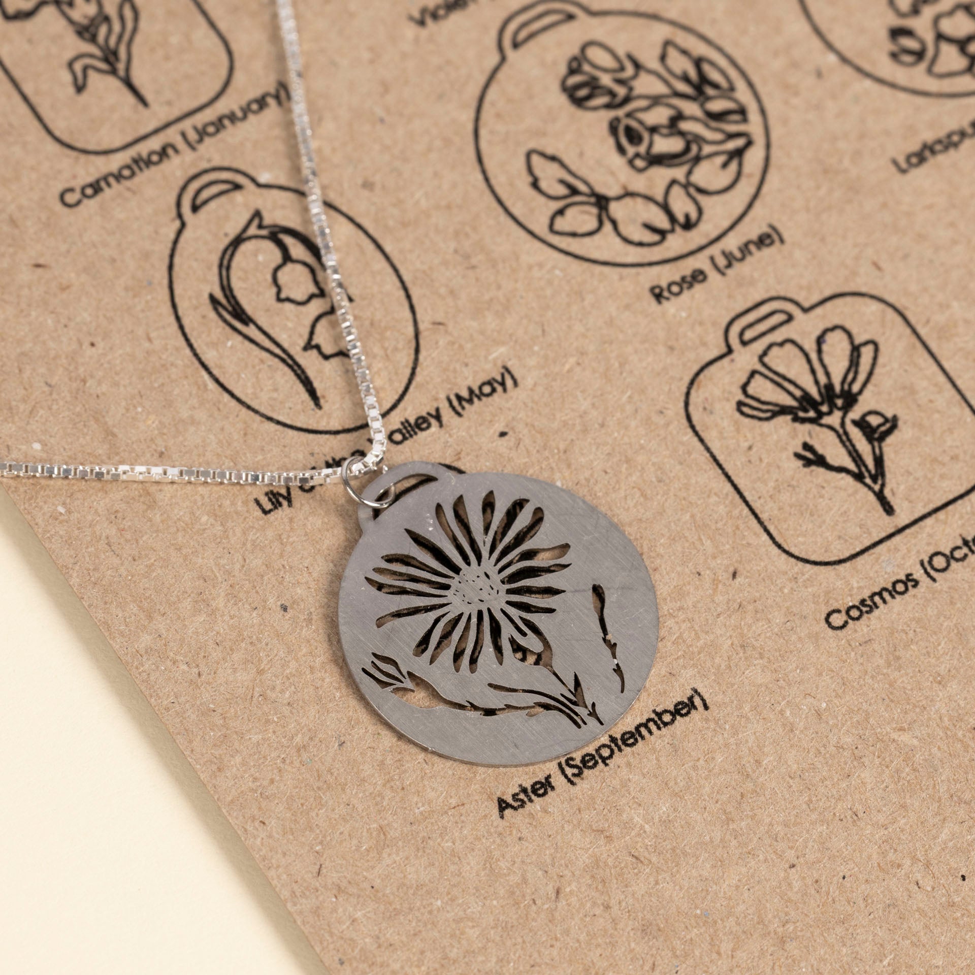 Birth Flower Necklaces (stainless steel)