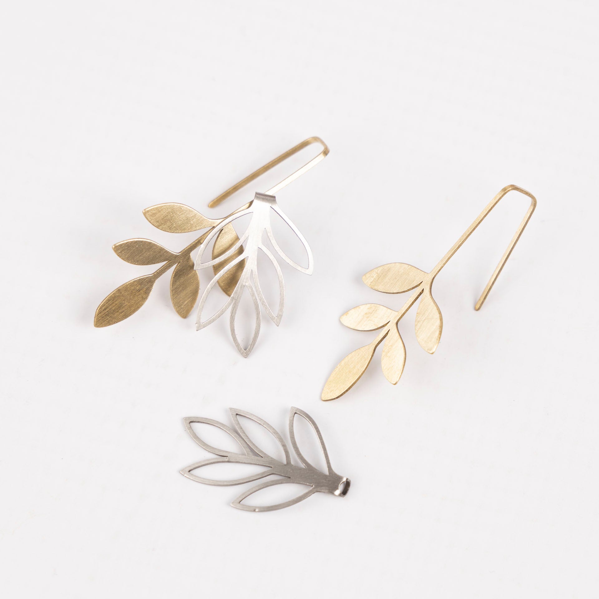Leaf Drop Earrings with Layer Extensions (brass or stainless steel)