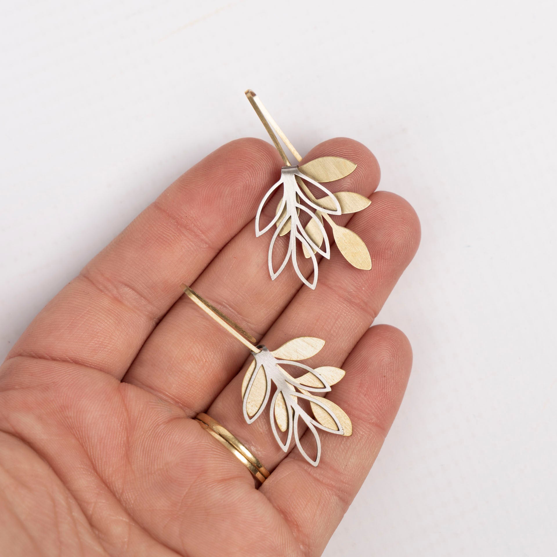 Leaf Drop Earrings with Layer Extensions (brass or stainless steel)