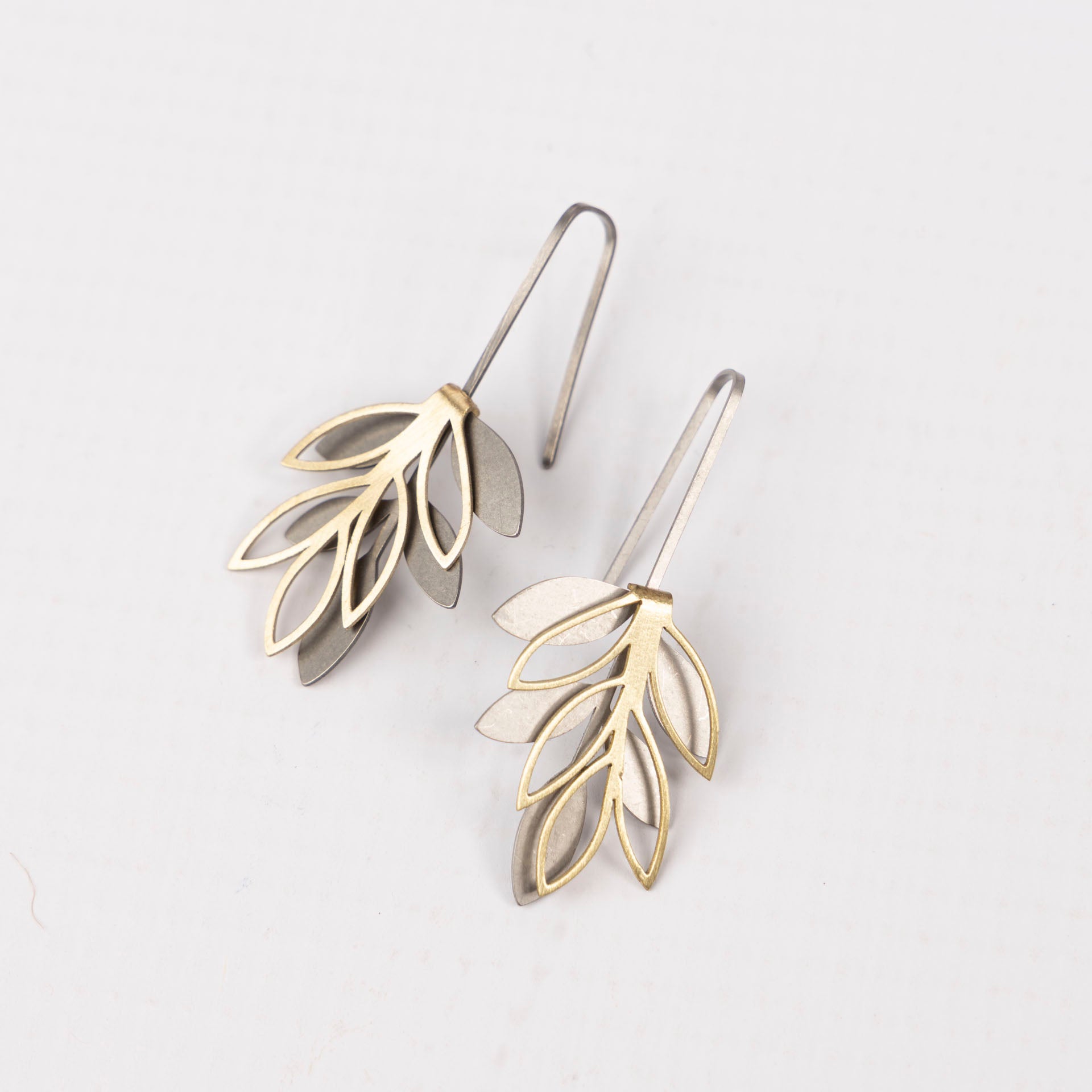 Leaf Drop Earrings with Layer Extensions (brass or stainless steel)