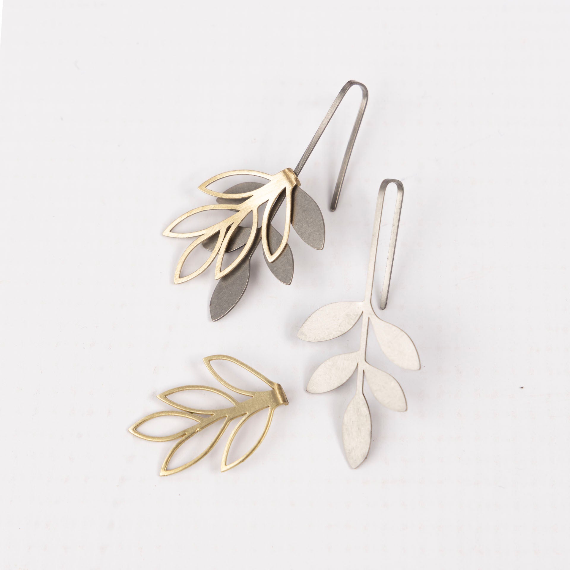 Leaf Drop Earrings with Layer Extensions (brass or stainless steel)