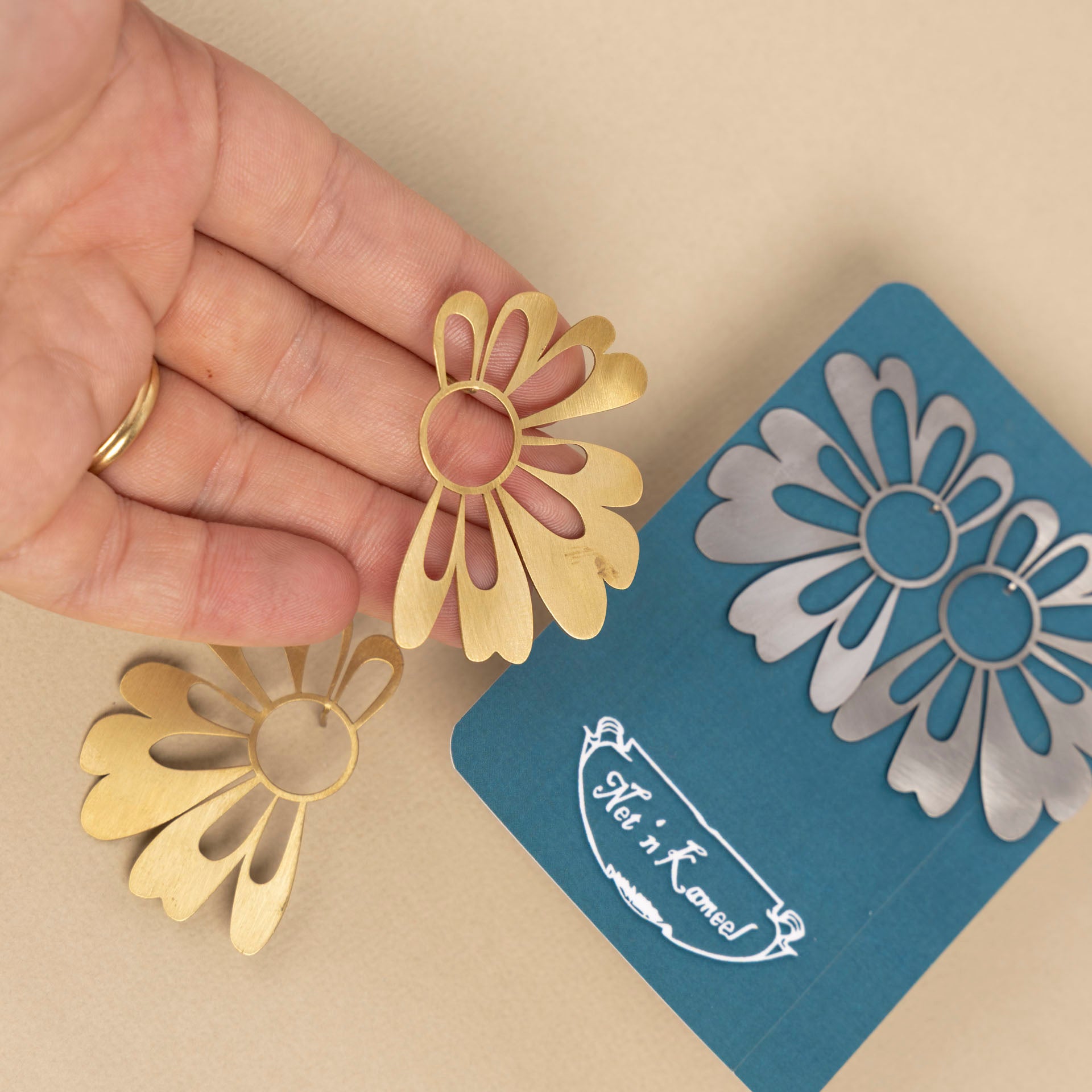 Dahlia Half Flower Stud Earrings (brass or stainless steel)