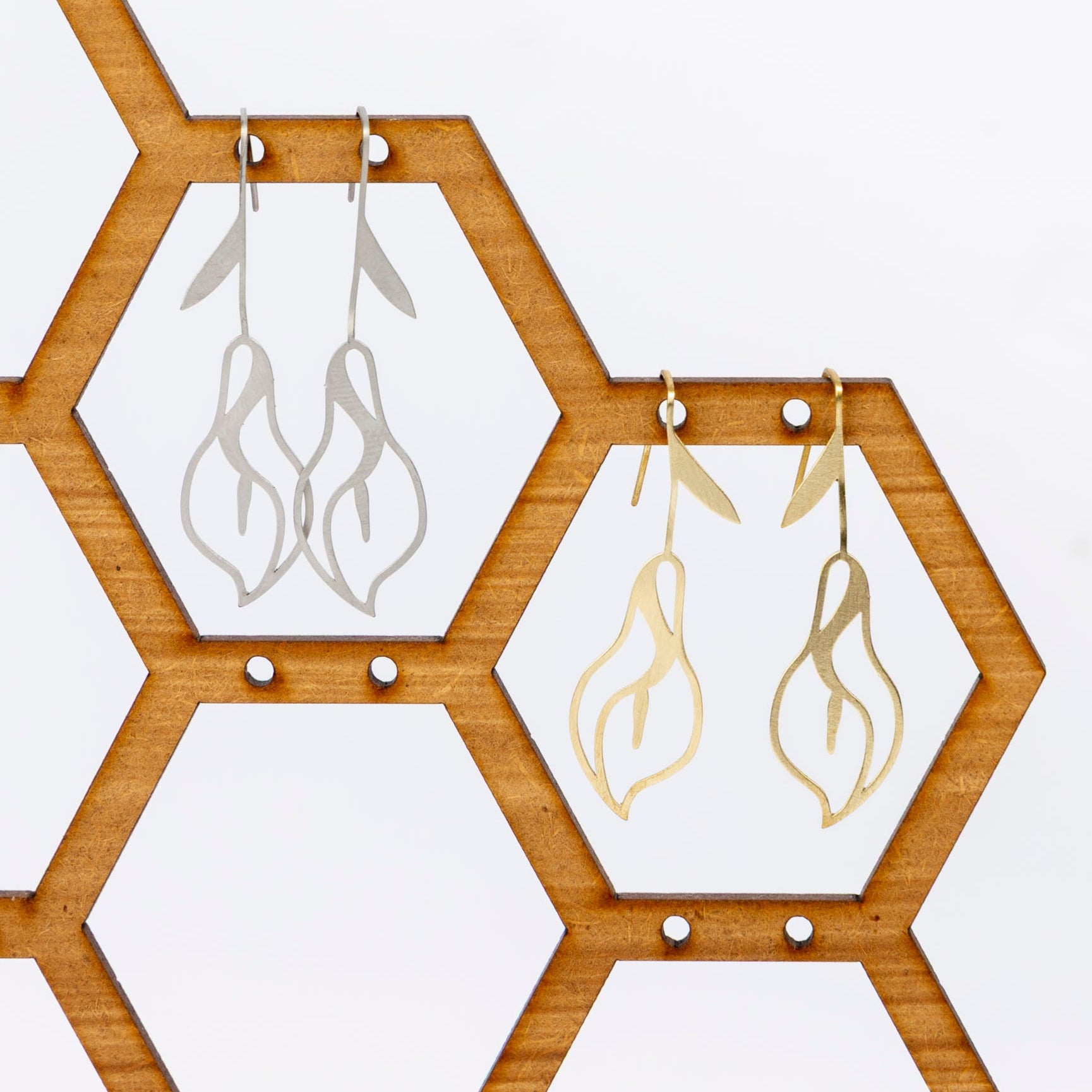 Arum Lily Drop Earrings (brass or stainless steel)