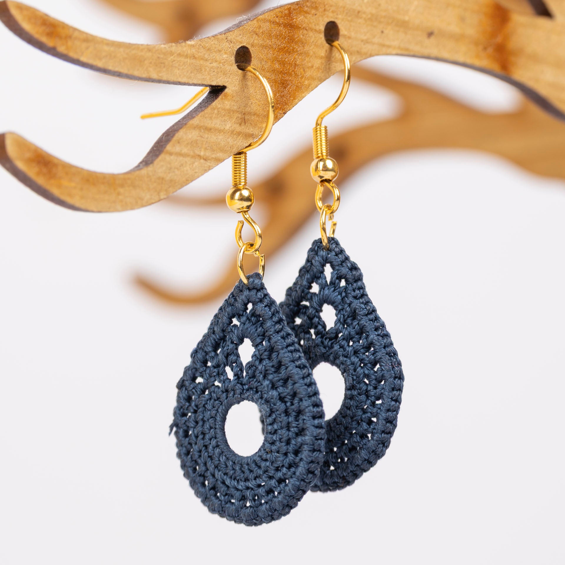 Micro Crochet Teardrop Earrings (assorted colours)