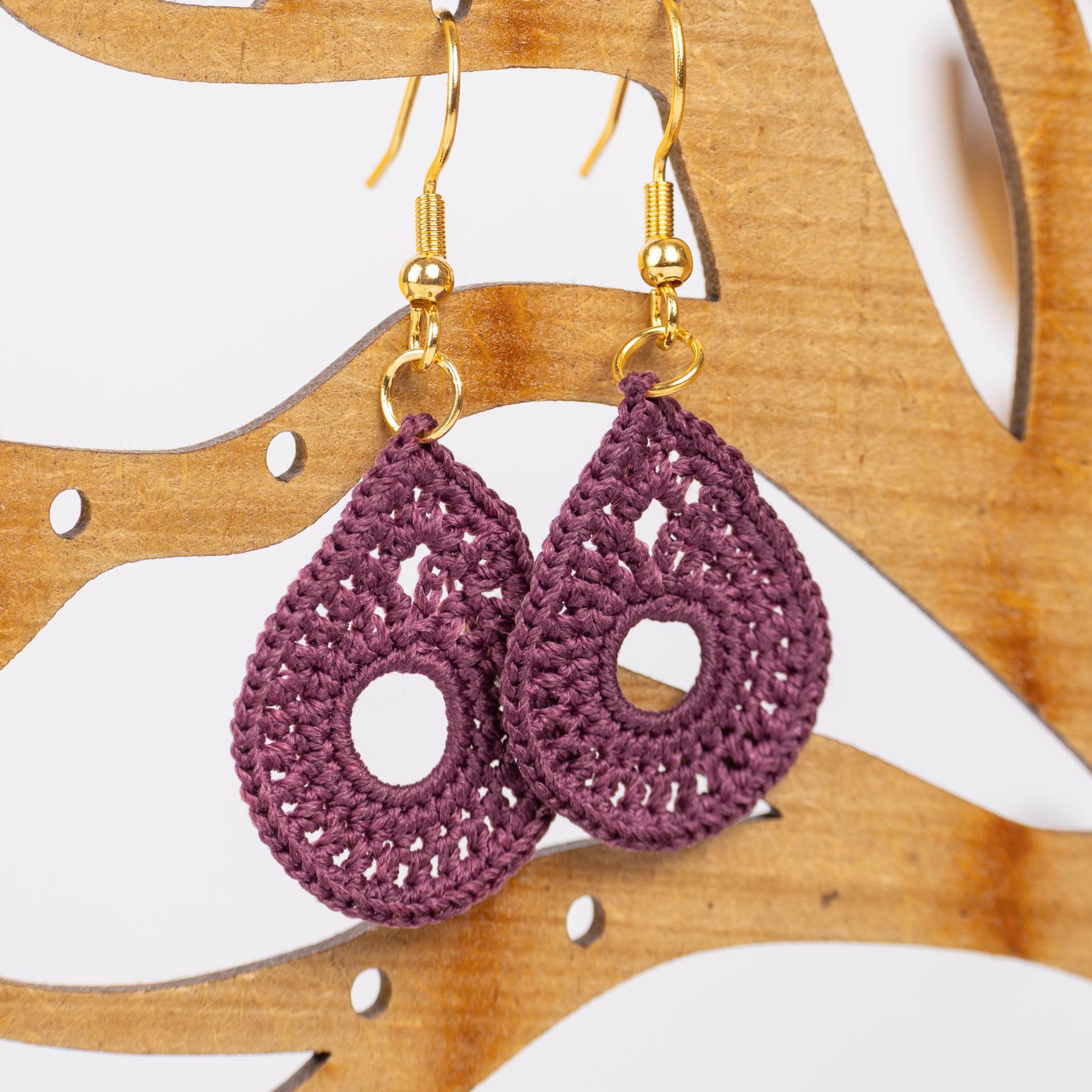 Micro Crochet Teardrop Earrings (assorted colours)