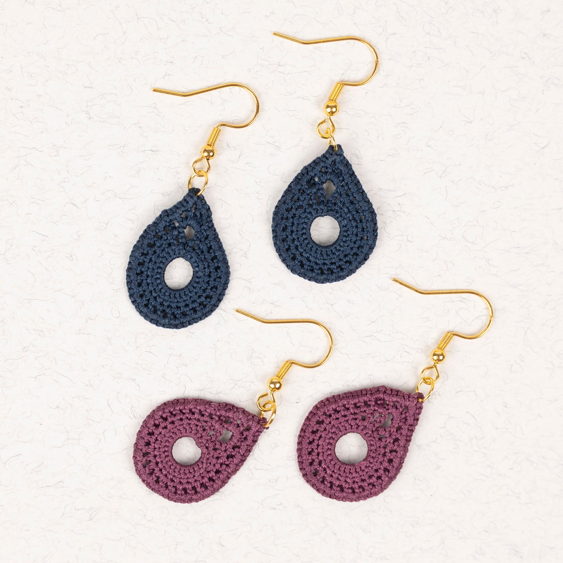 Micro Crochet Teardrop Earrings (assorted colours)