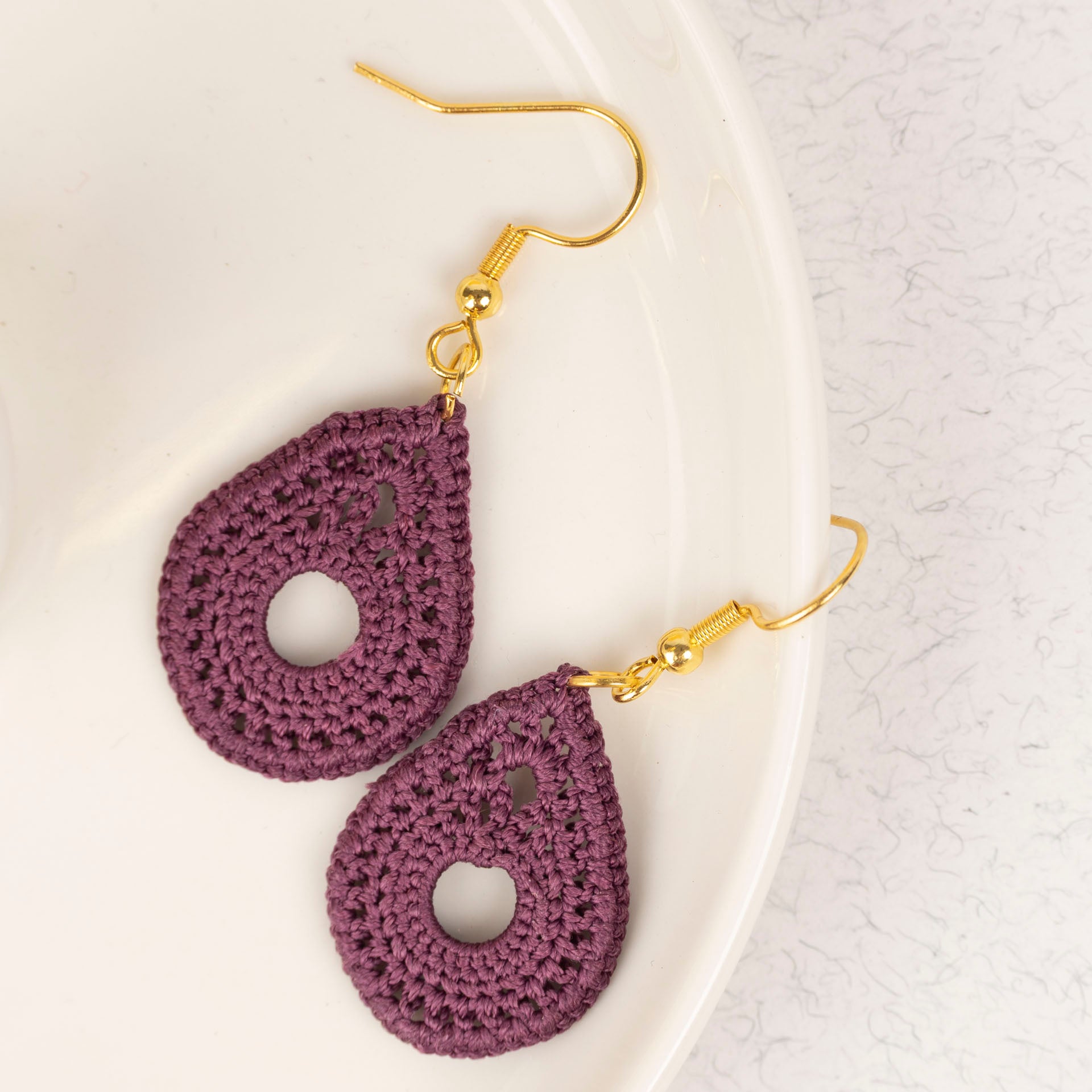 Micro Crochet Teardrop Earrings (assorted colours)