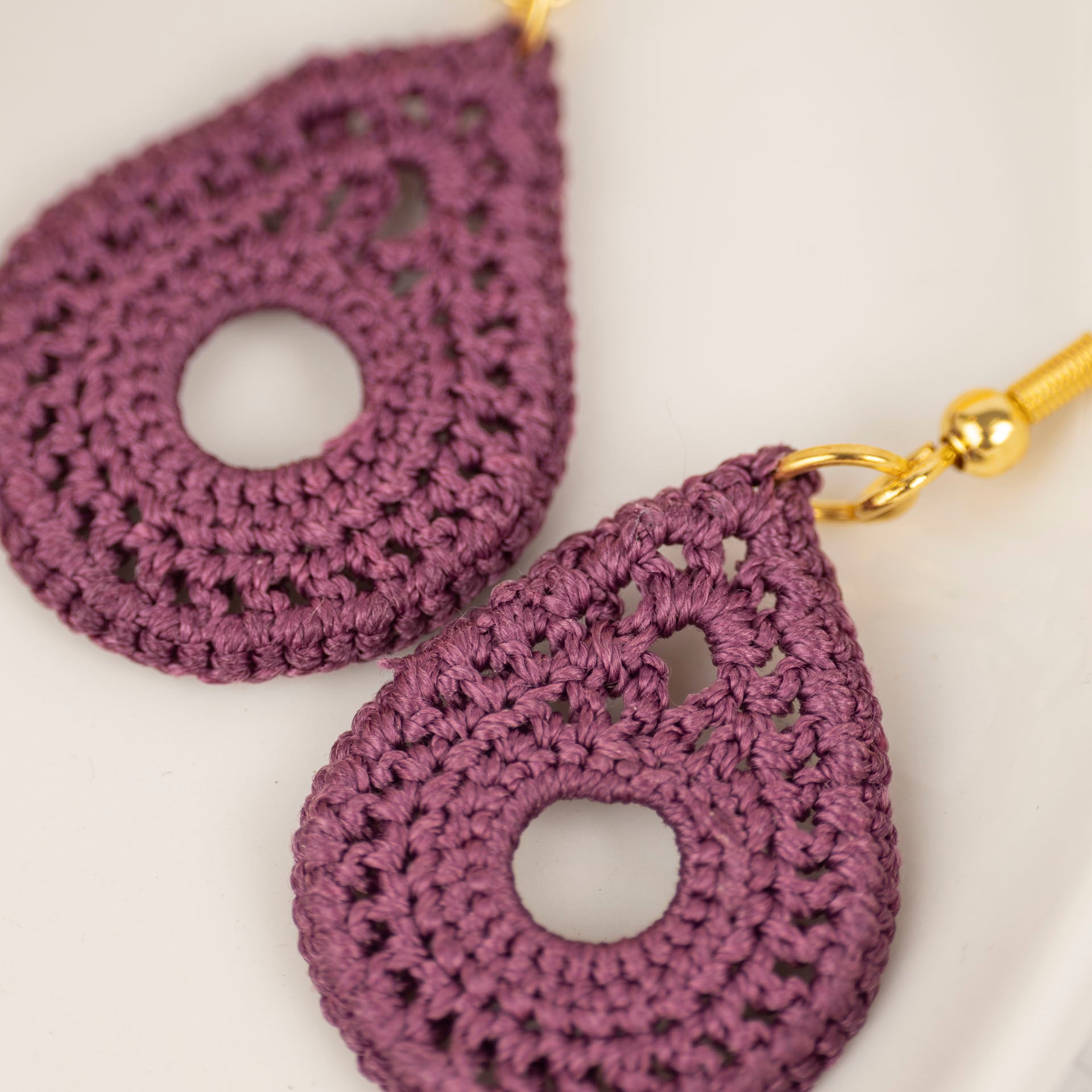 Micro Crochet Teardrop Earrings (assorted colours)