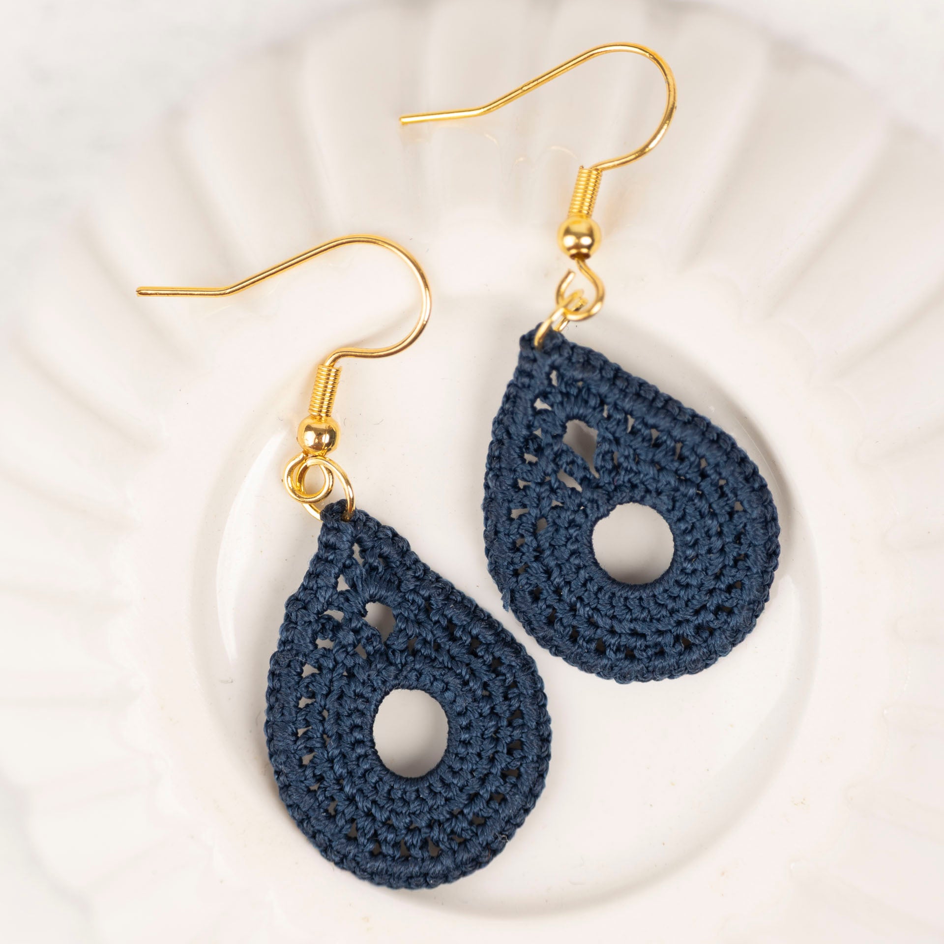 Micro Crochet Teardrop Earrings (assorted colours)