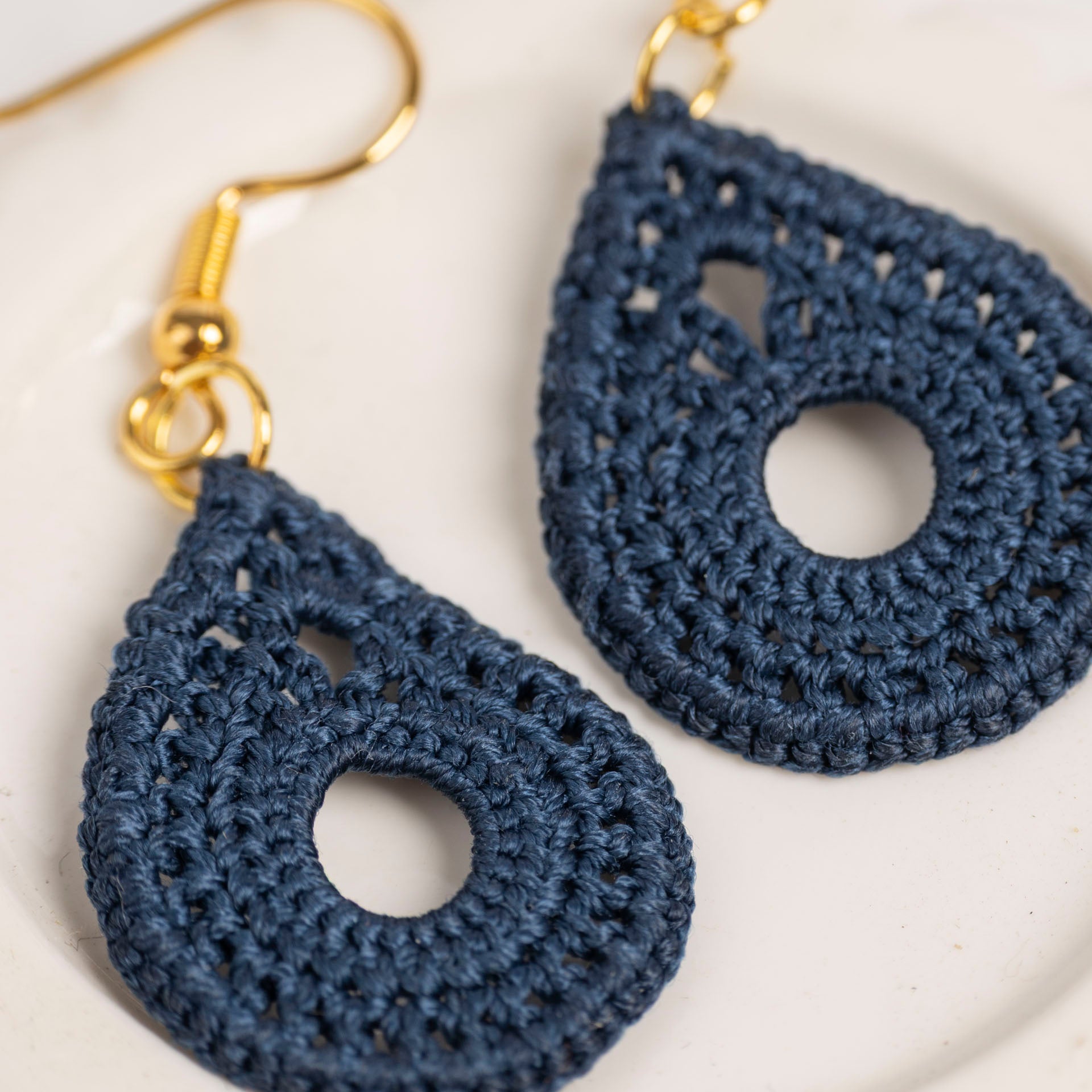 Micro Crochet Teardrop Earrings (assorted colours)
