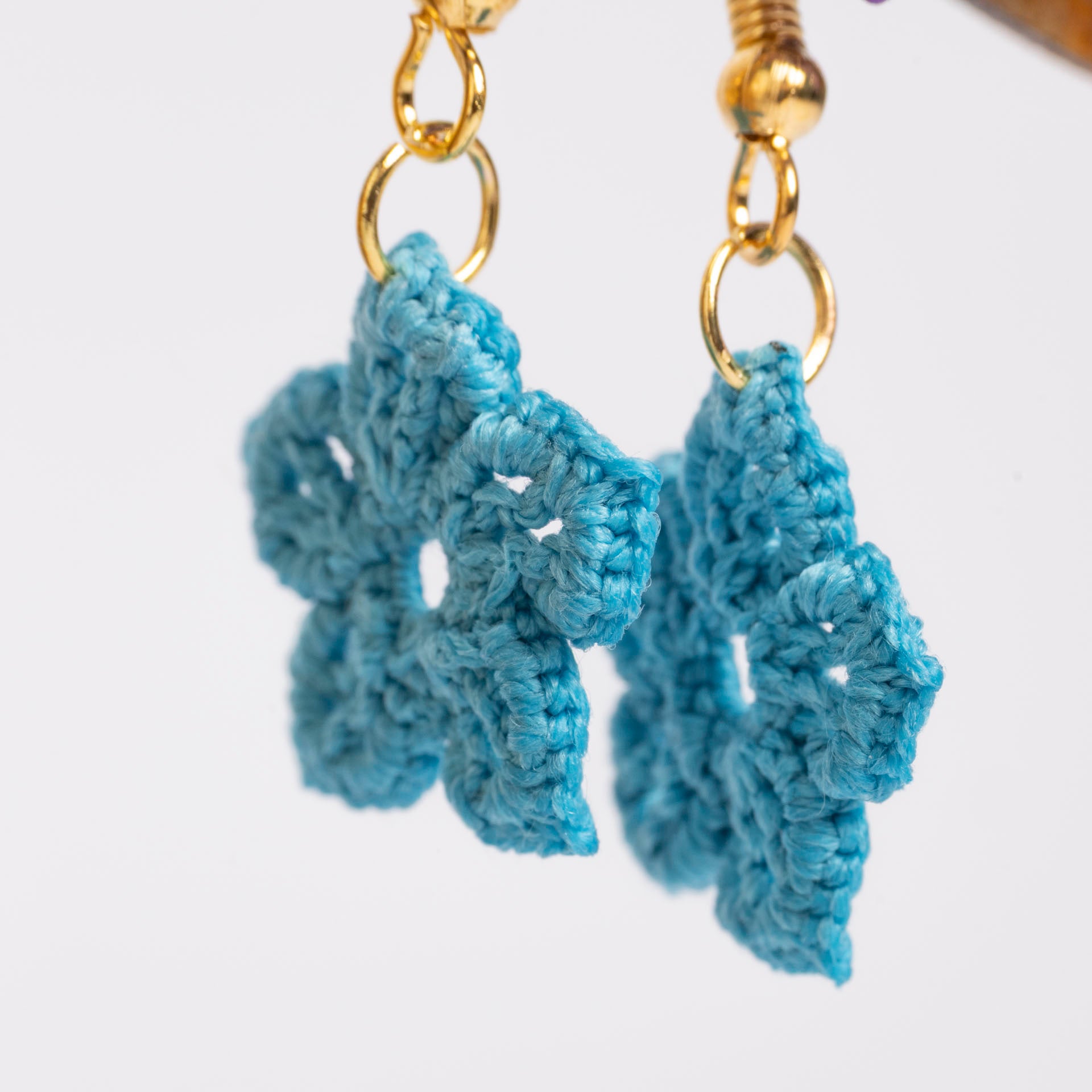 Micro Crochet Flower Dangle Earrings (assorted colours)