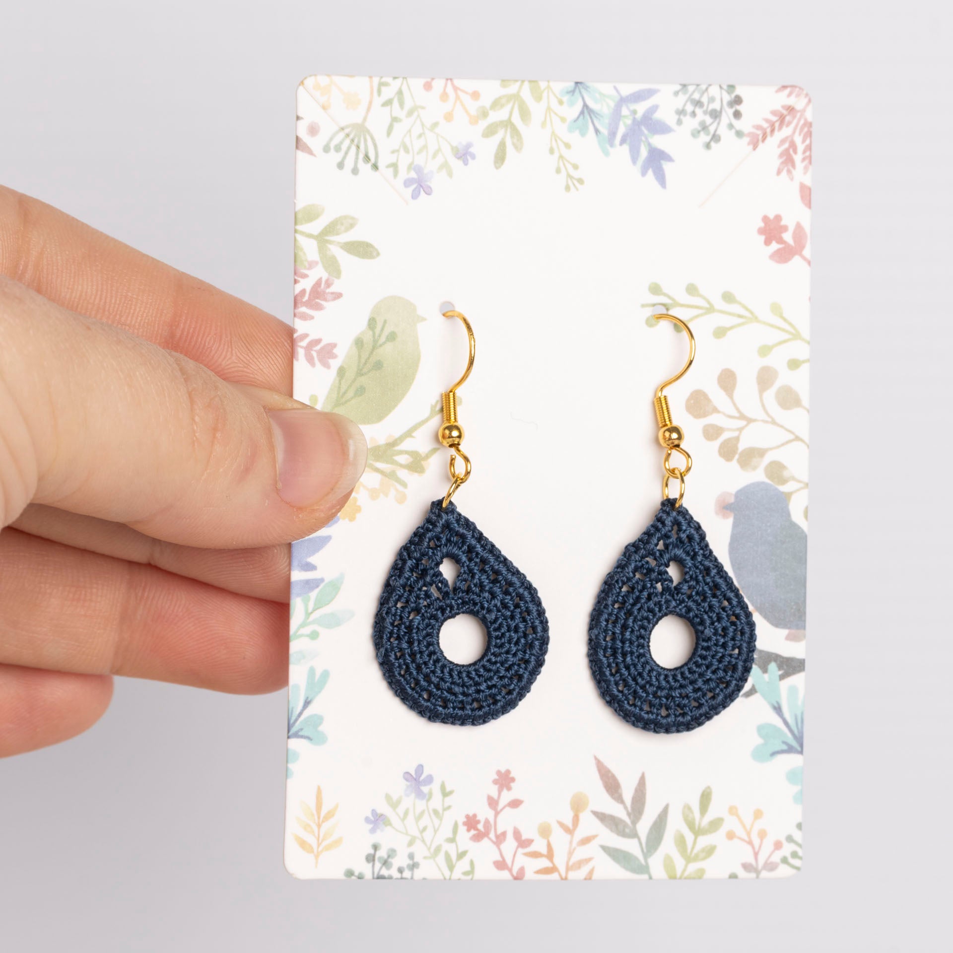 Micro Crochet Teardrop Earrings (assorted colours)