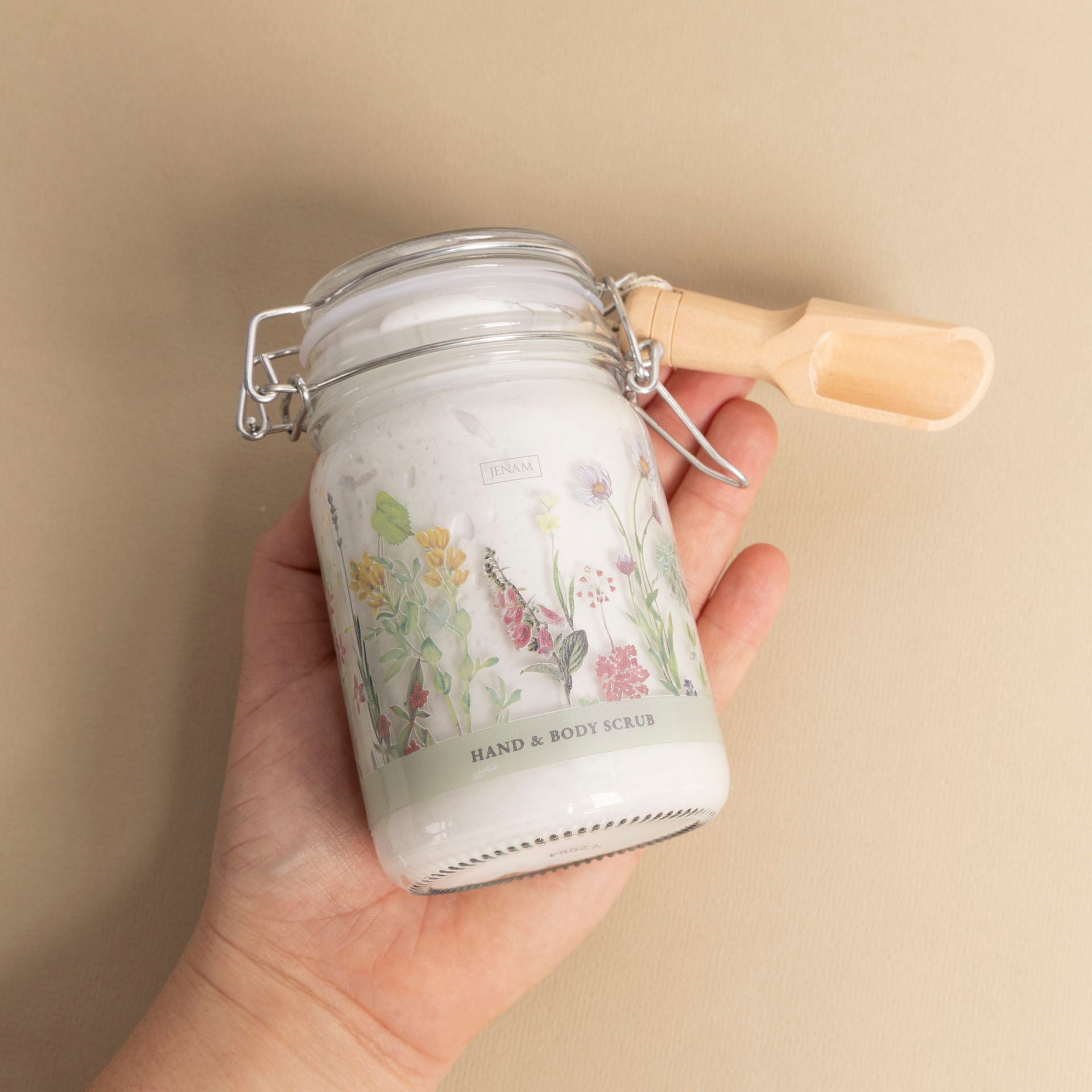 Life in the Garden โ Hand and Body Scrub with Wooden Scoop