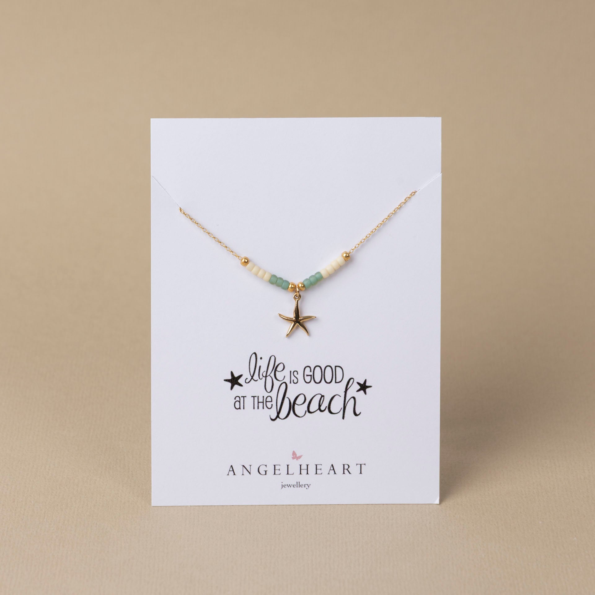 Beaded Starfish Charm Necklace (Gold-Dipped)