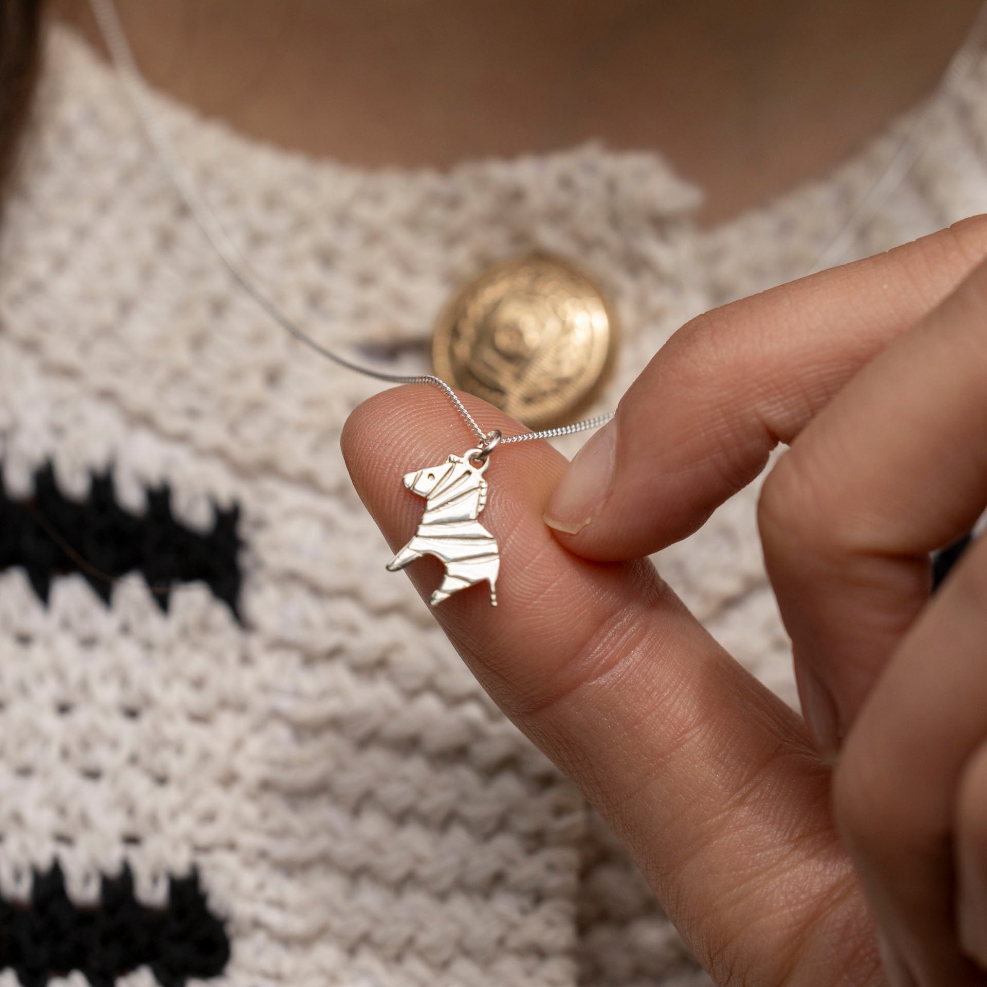 Sterling Silver Zebra Necklace