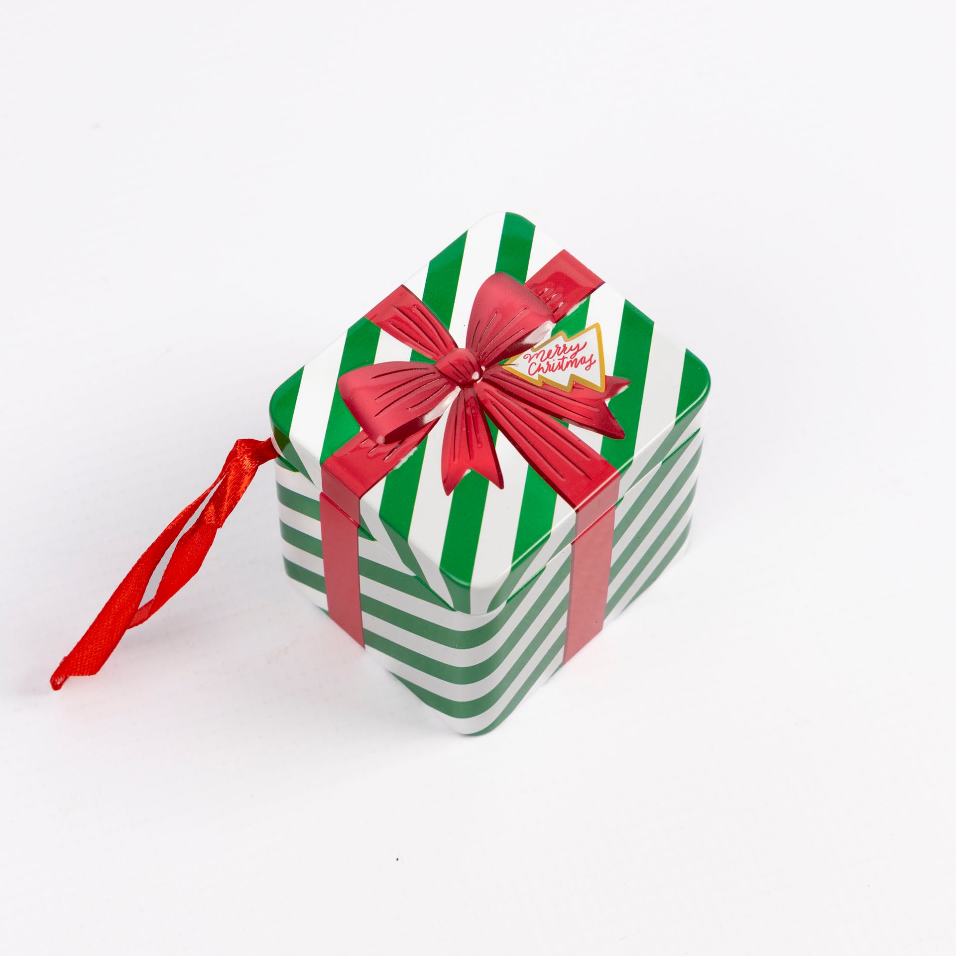 Hanging Christmas Storage Tins with Ribbon Loop (assorted)