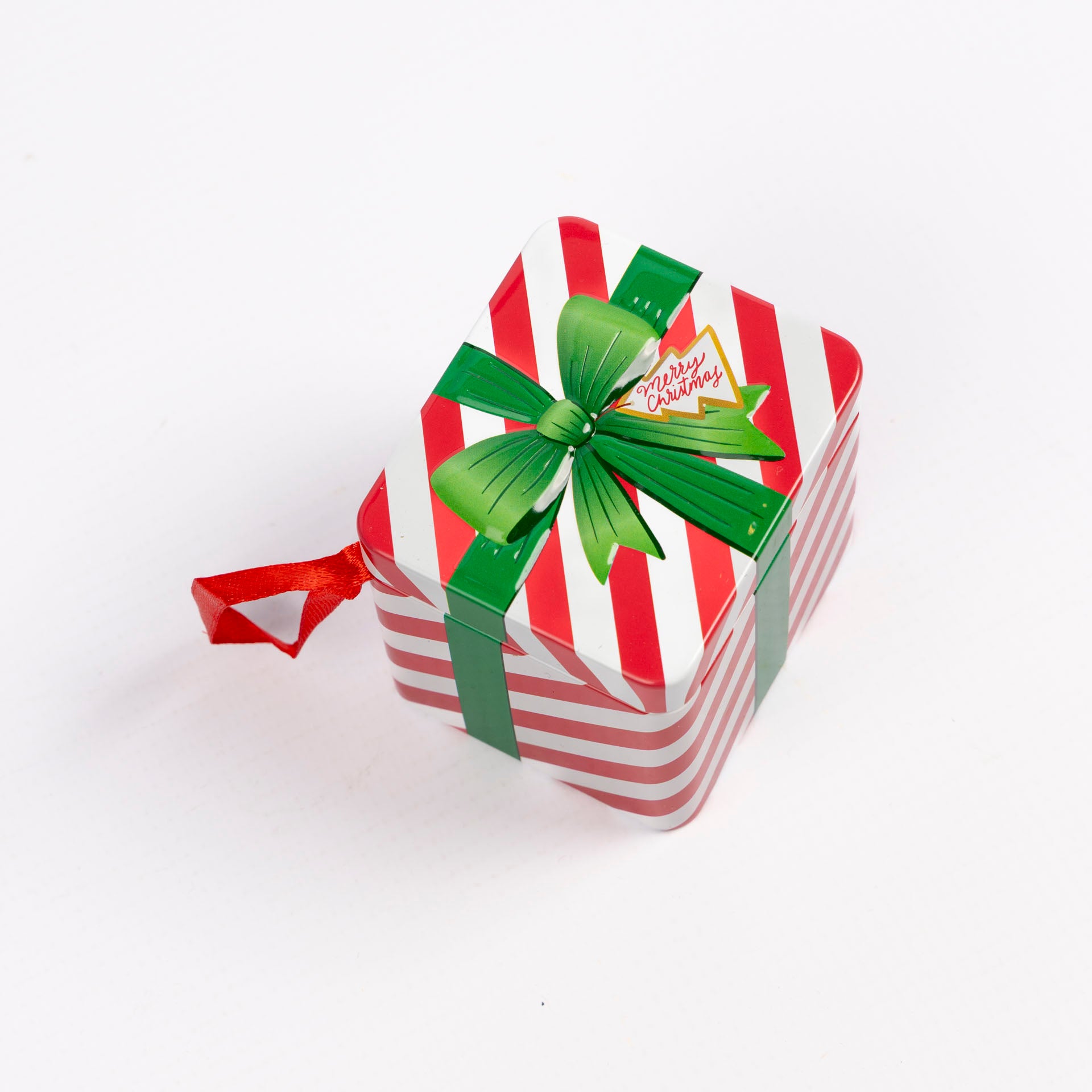 Hanging Christmas Storage Tins with Ribbon Loop (assorted)