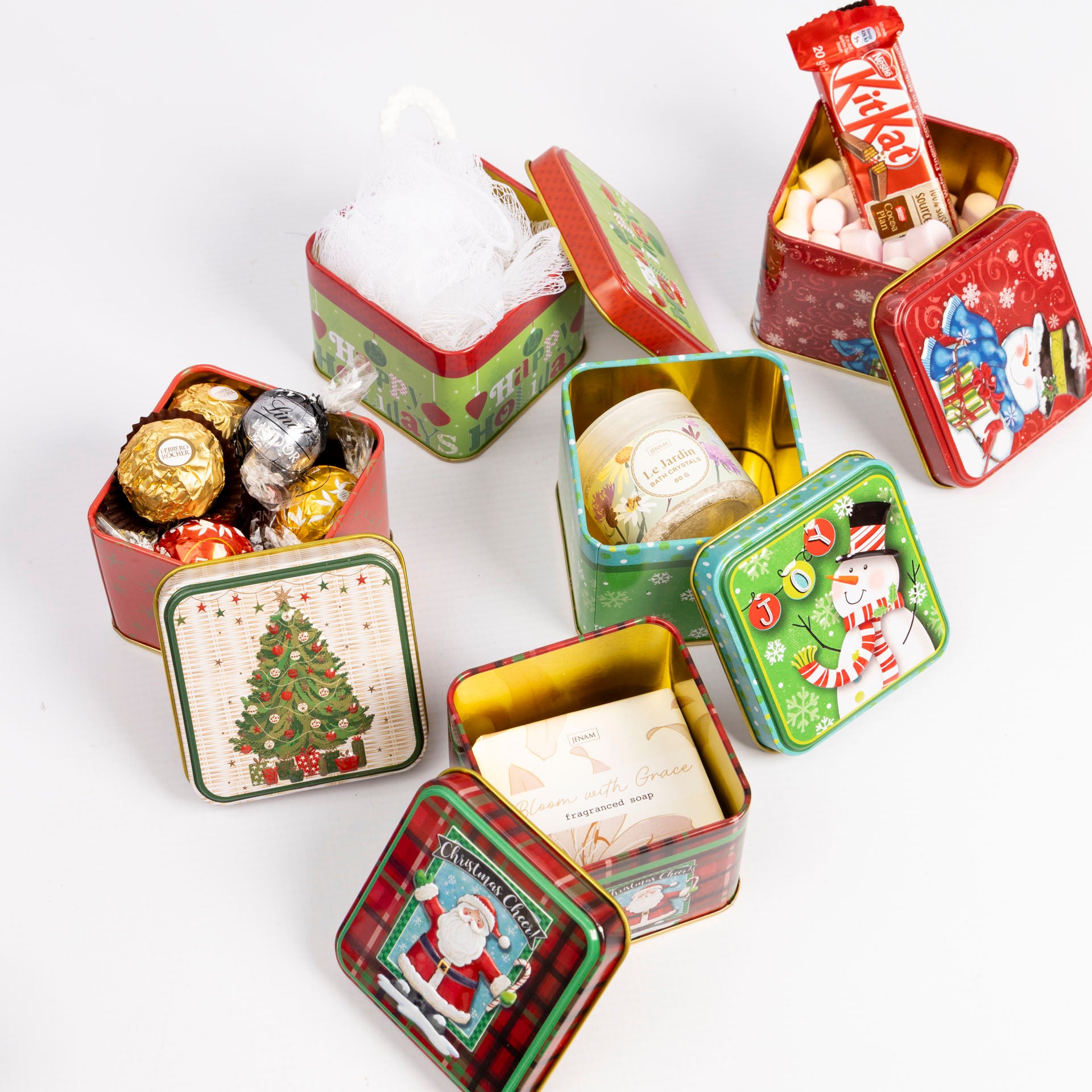 Square Christmas Gift Tins (assorted)