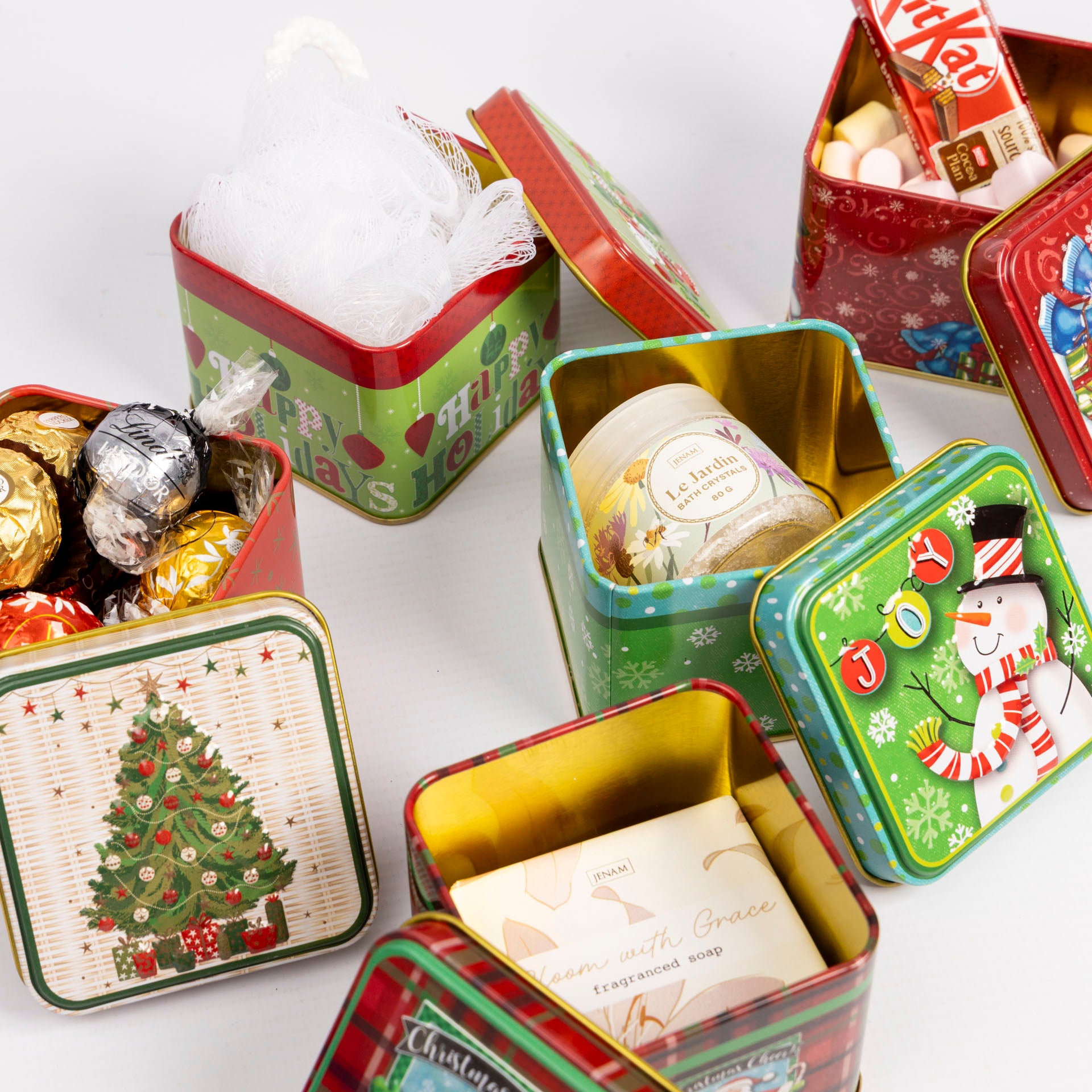 Square Christmas Gift Tins (assorted)