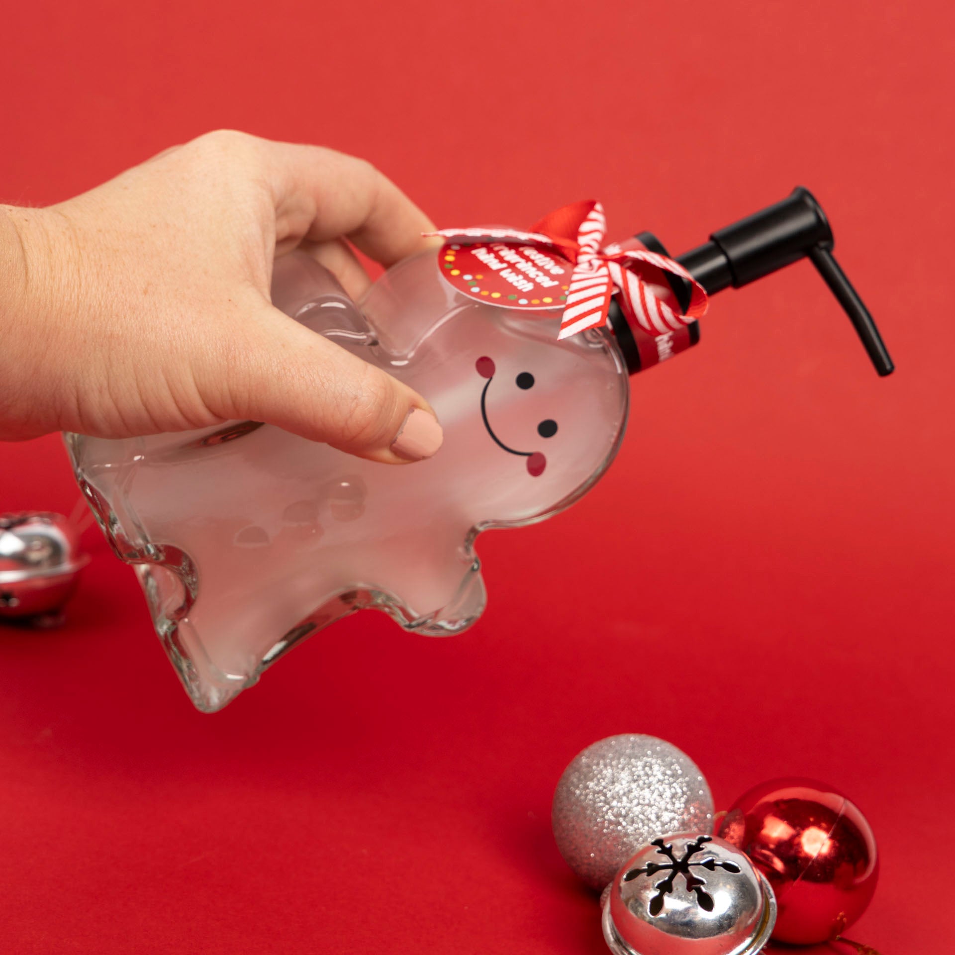 Christmas Hand Wash in Gingerbread Man Glass Bottle