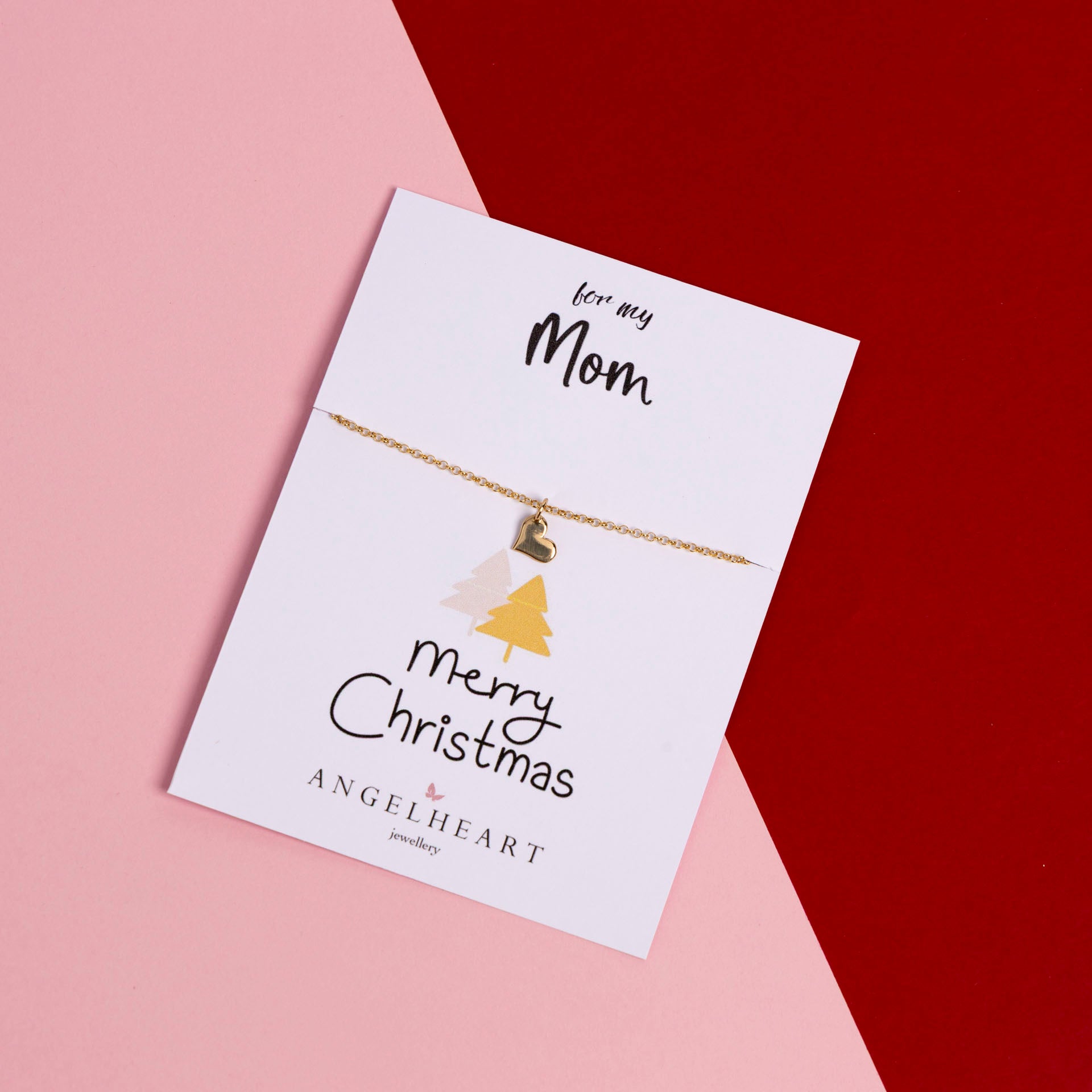 "For my Mom, Merry Christmas" Gold-Dipped Heart Pendant (necklace or bracelet)