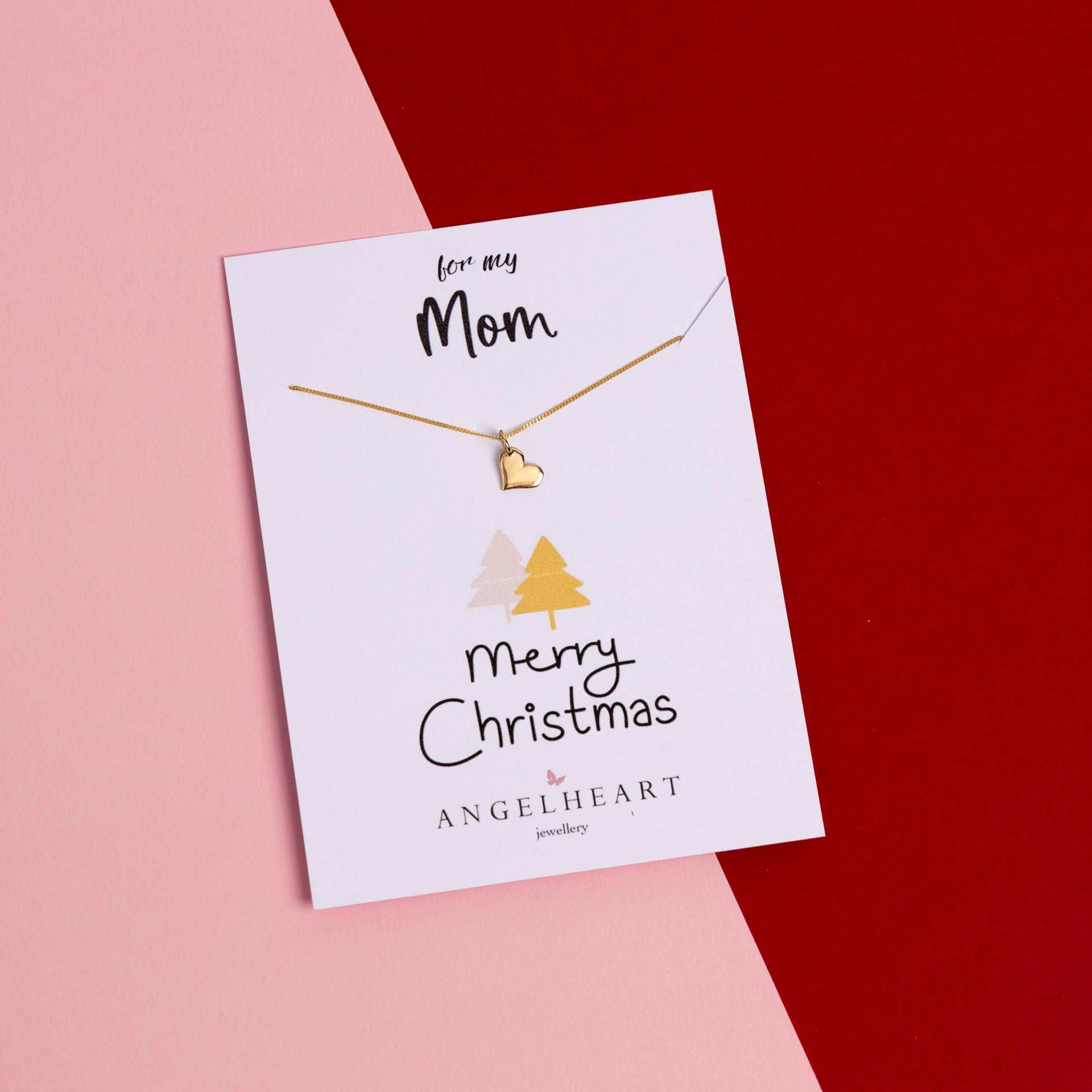 "For my Mom, Merry Christmas" Gold-Dipped Heart Pendant (necklace or bracelet)