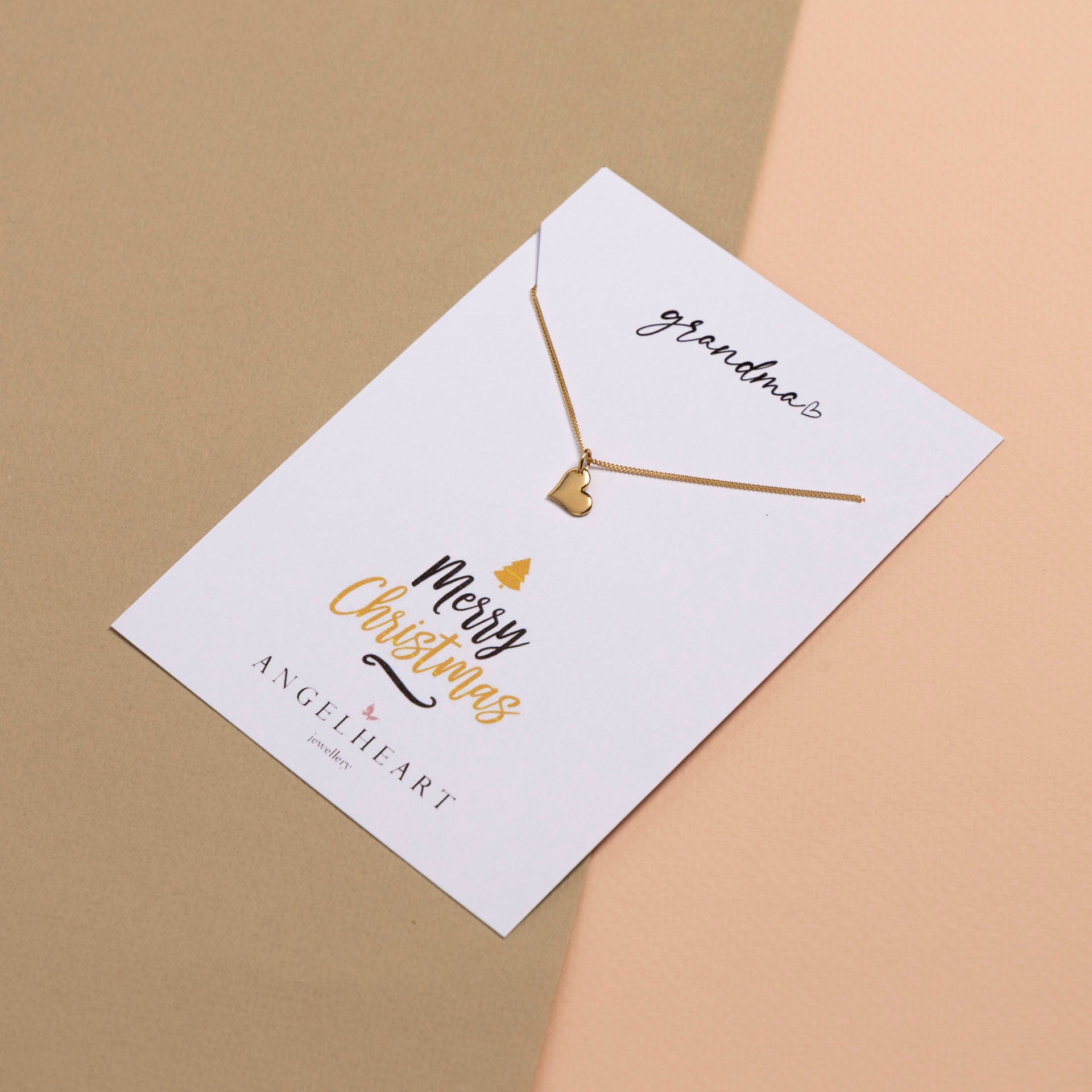 "Merry Christmas Grandma" Gold-Dipped Heart Pendant (necklace or bracelet)