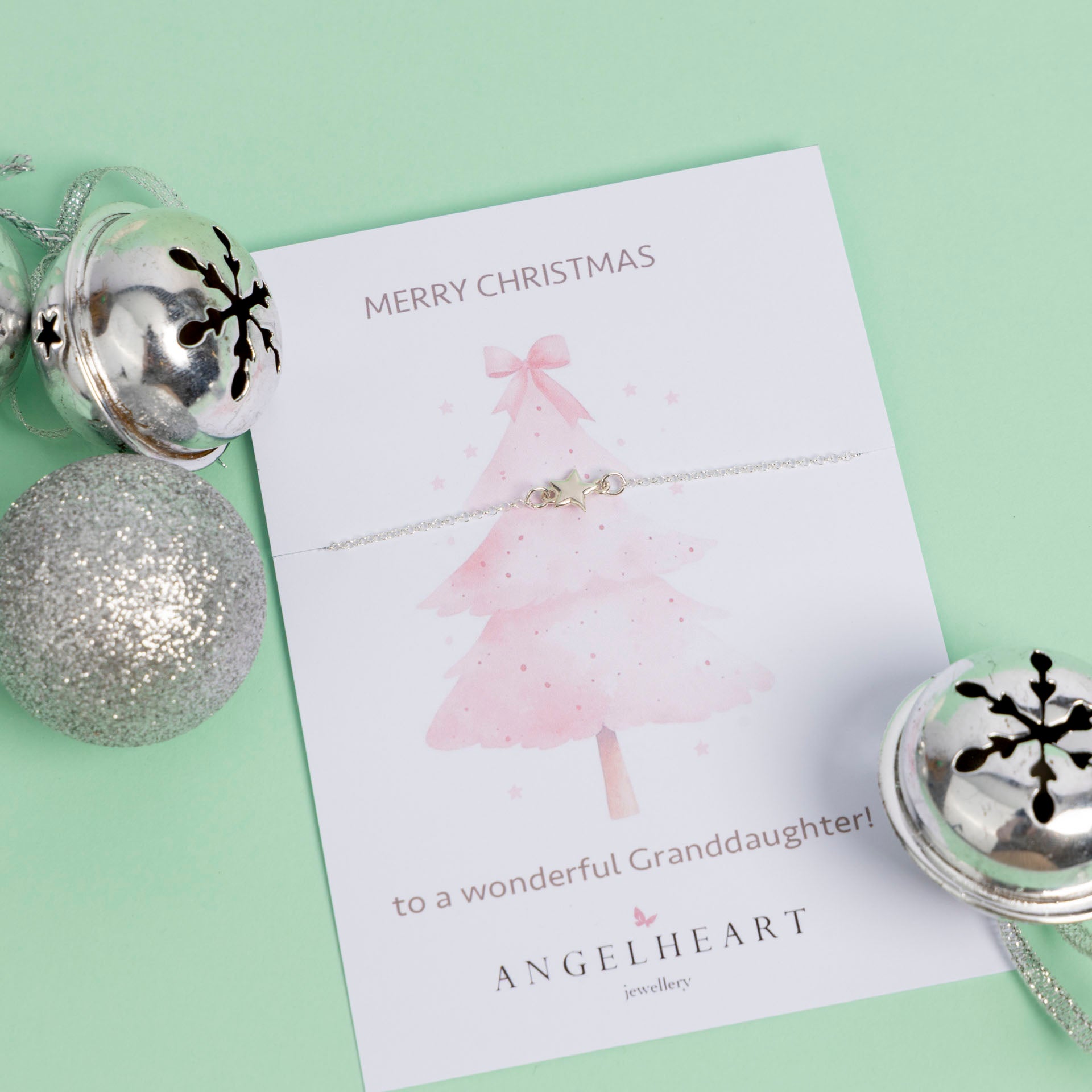 "Merry Christmas to a wonderful Granddaughter" Sterling Silver Pendant (necklace or bracelet)