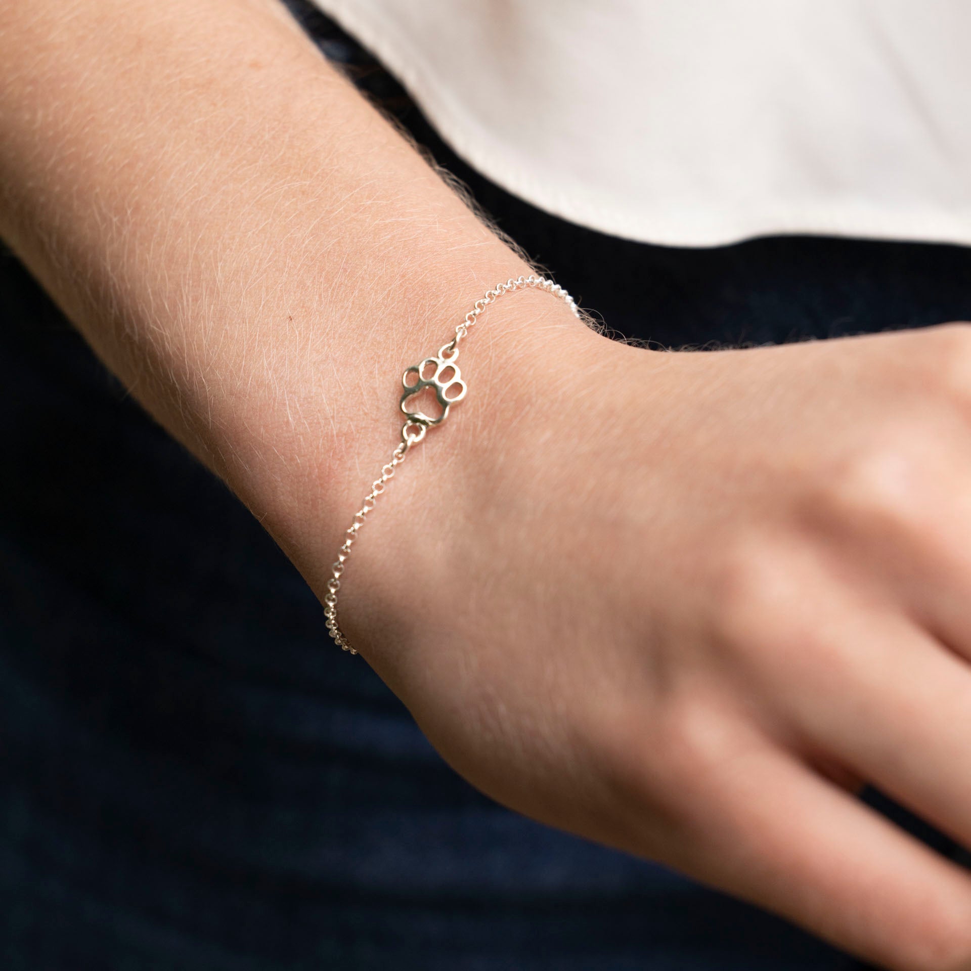 "Merry Woofmas" Paw Print Bracelet (sterling silver or gold-dipped)