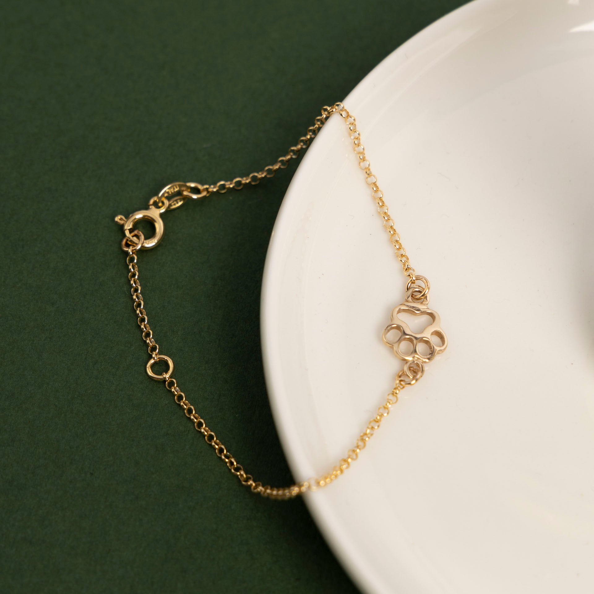 "Merry Woofmas" Paw Print Bracelet (sterling silver or gold-dipped)