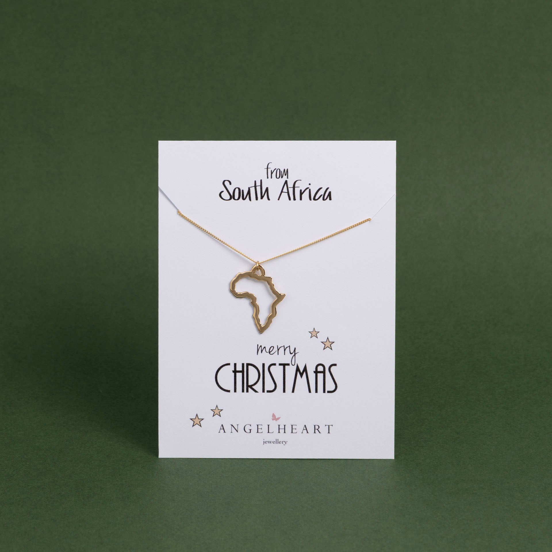 "Merry Christmas from South Africa" Necklace (sterling silver or gold-dipped)