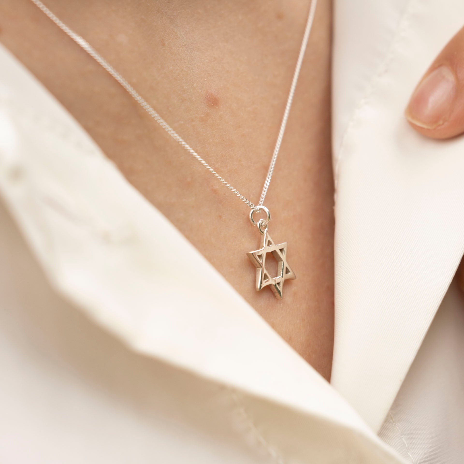 "Happy Hanukkah" Star of David Necklace (sterling silver or gold-dipped)