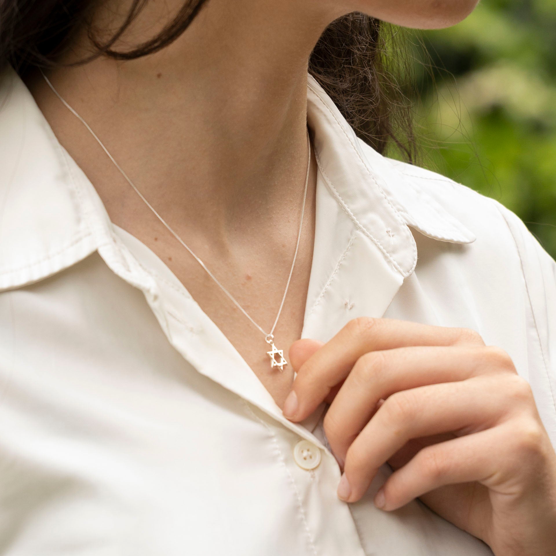 "Happy Hanukkah" Star of David Necklace (sterling silver or gold-dipped)