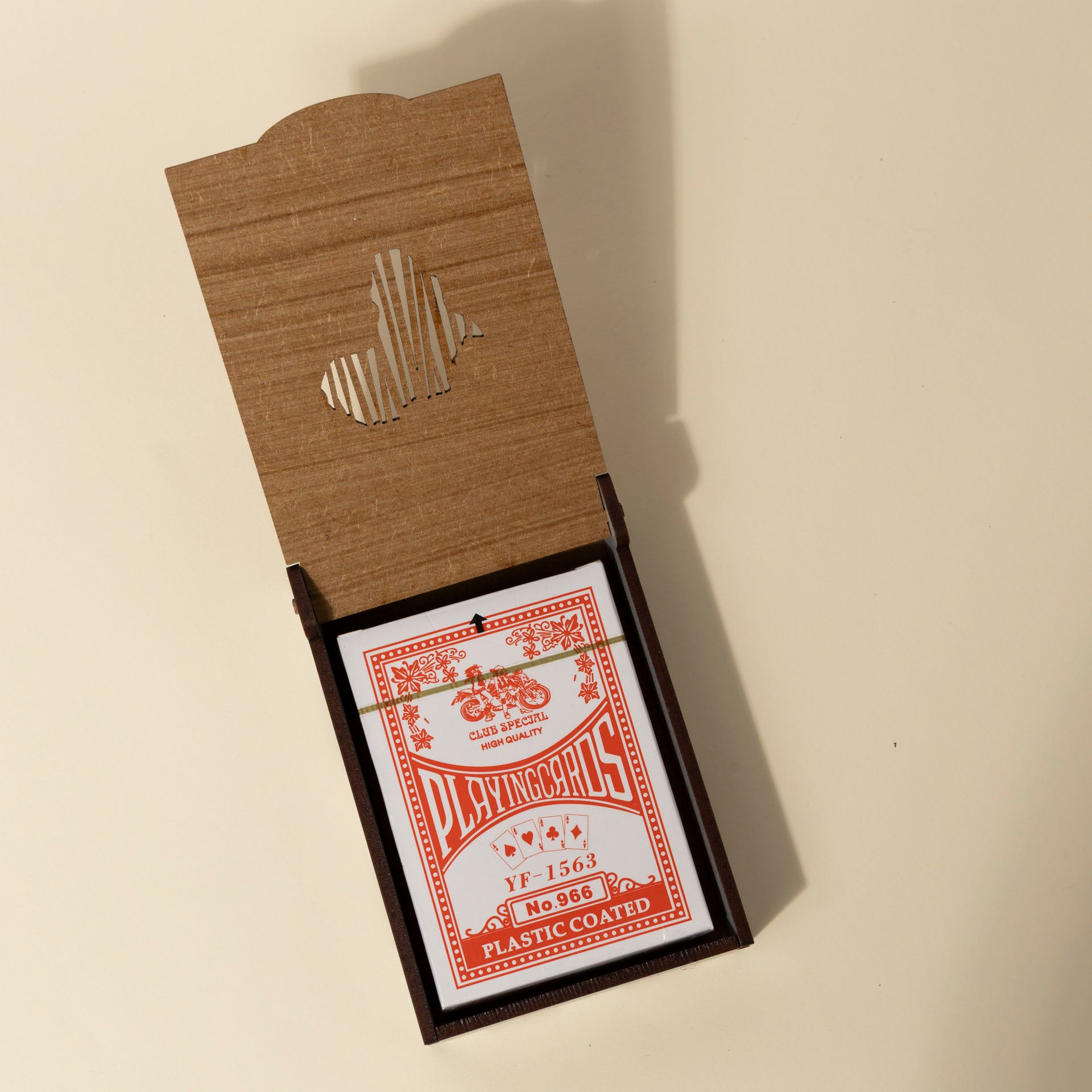 Deck of Cards in Wooden Box with Africa Cutout