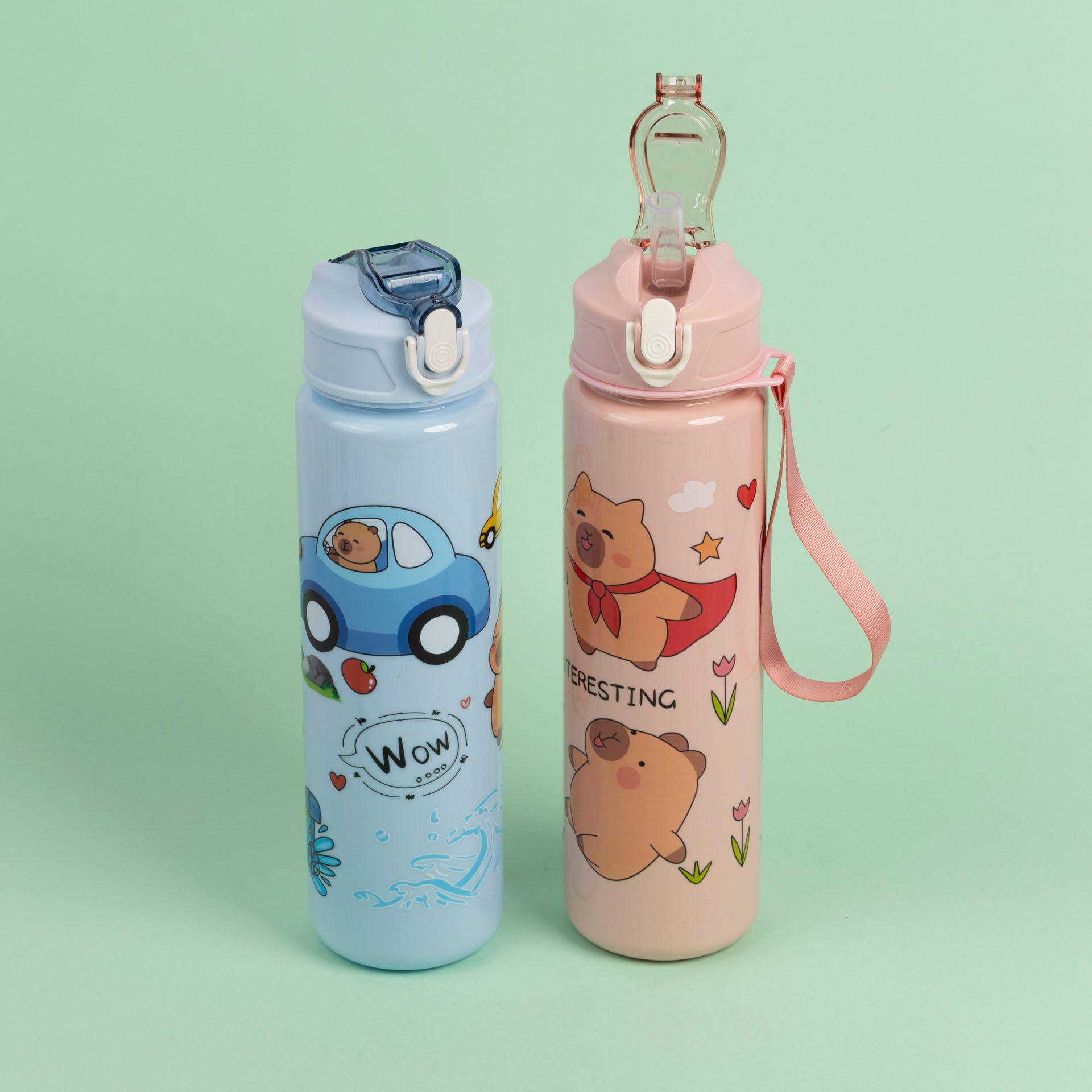 Capybara Water Bottle (Pink or Blue)