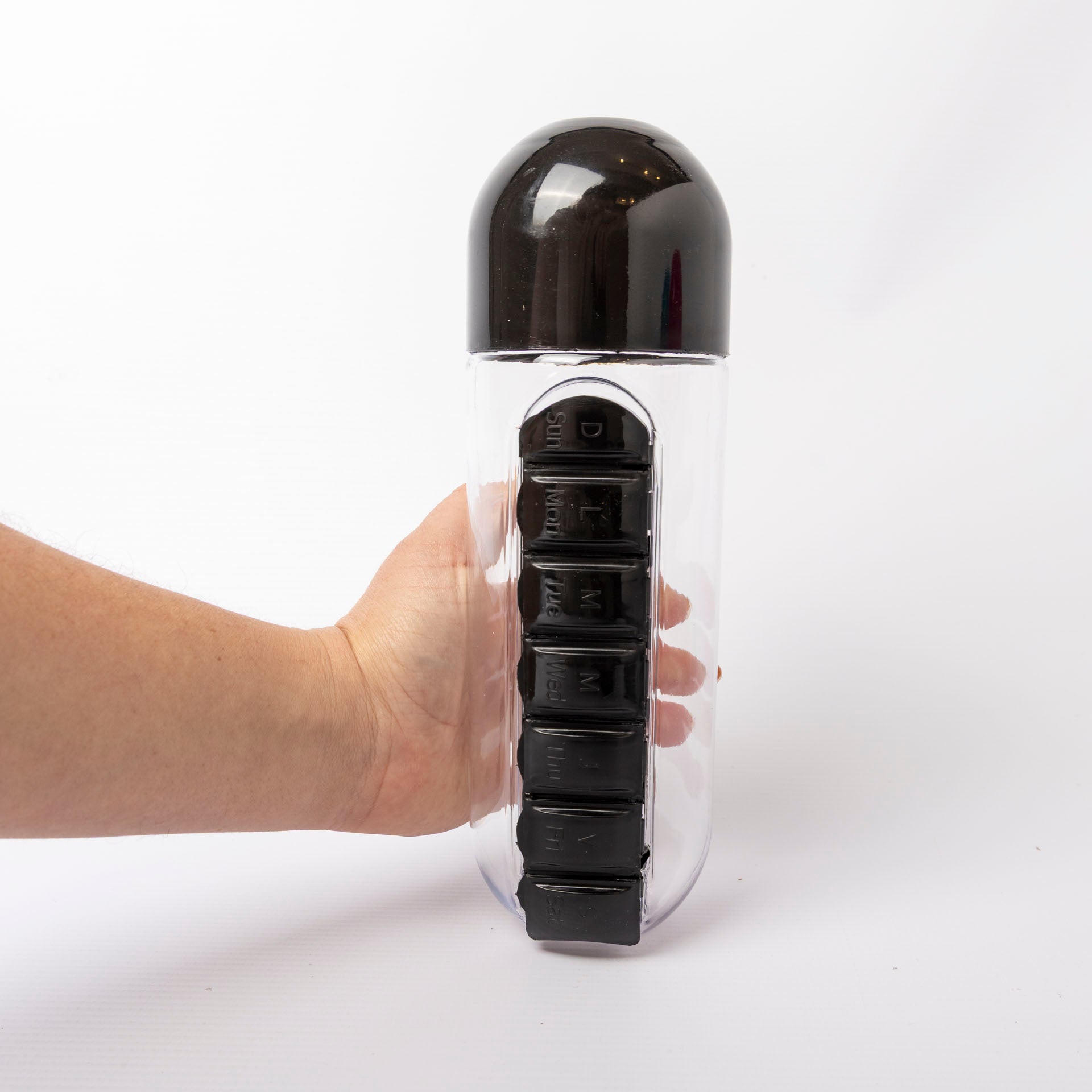 Water Bottle with Pill Storage Tray (assorted colours)