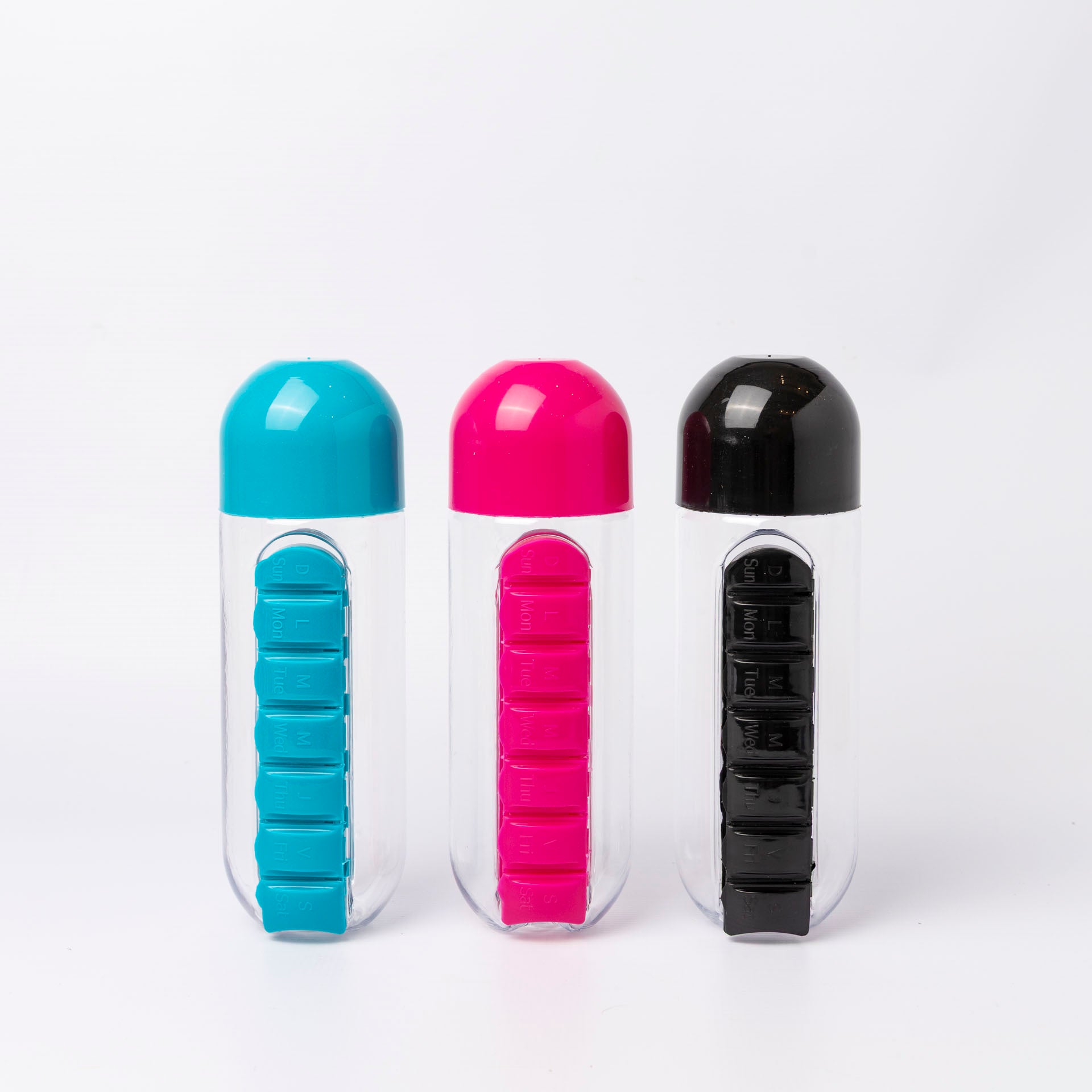 Water Bottle with Pill Storage Tray (assorted colours)