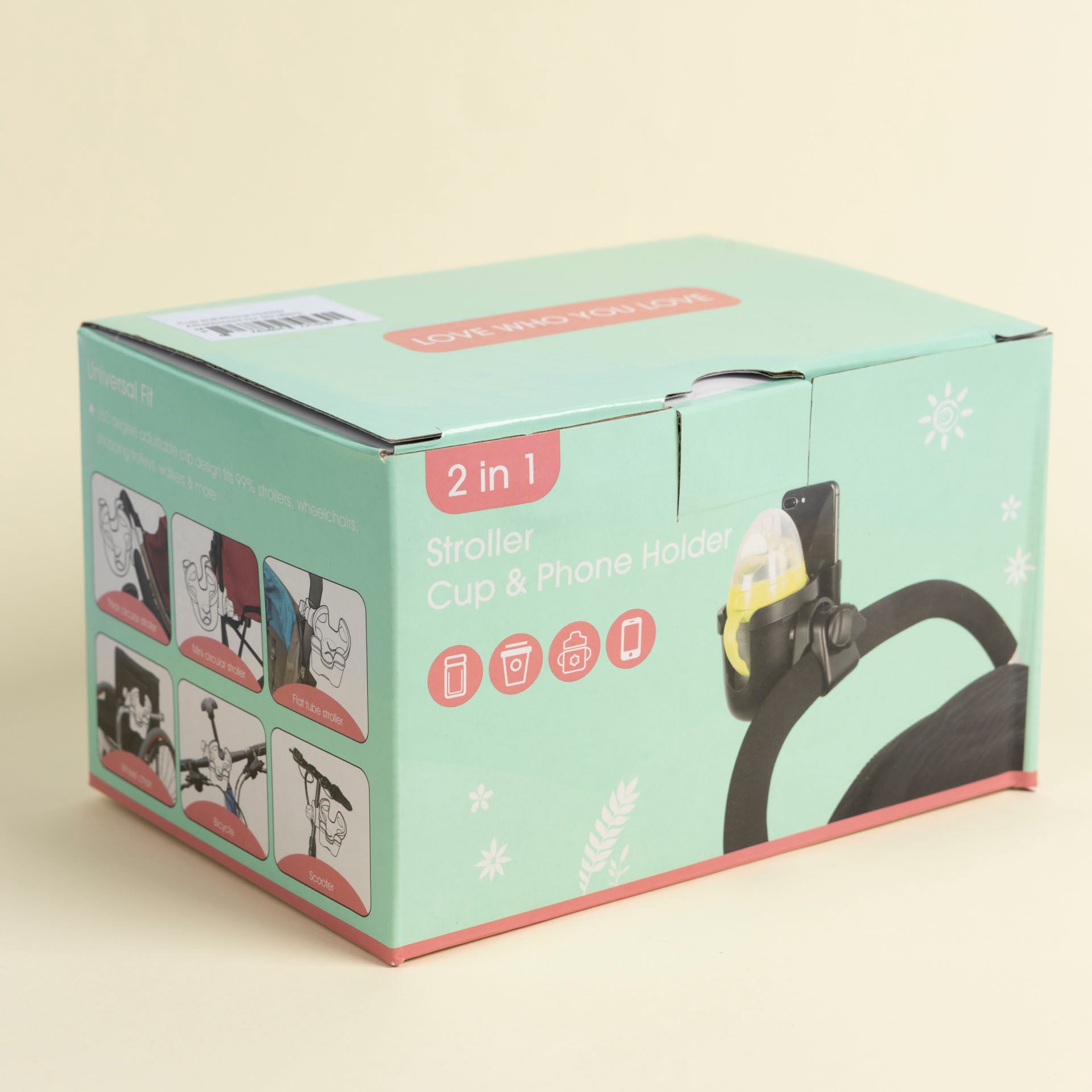 Cell Phone and Cup Holder Caddy (for prams, trolleys, bikes etc.)