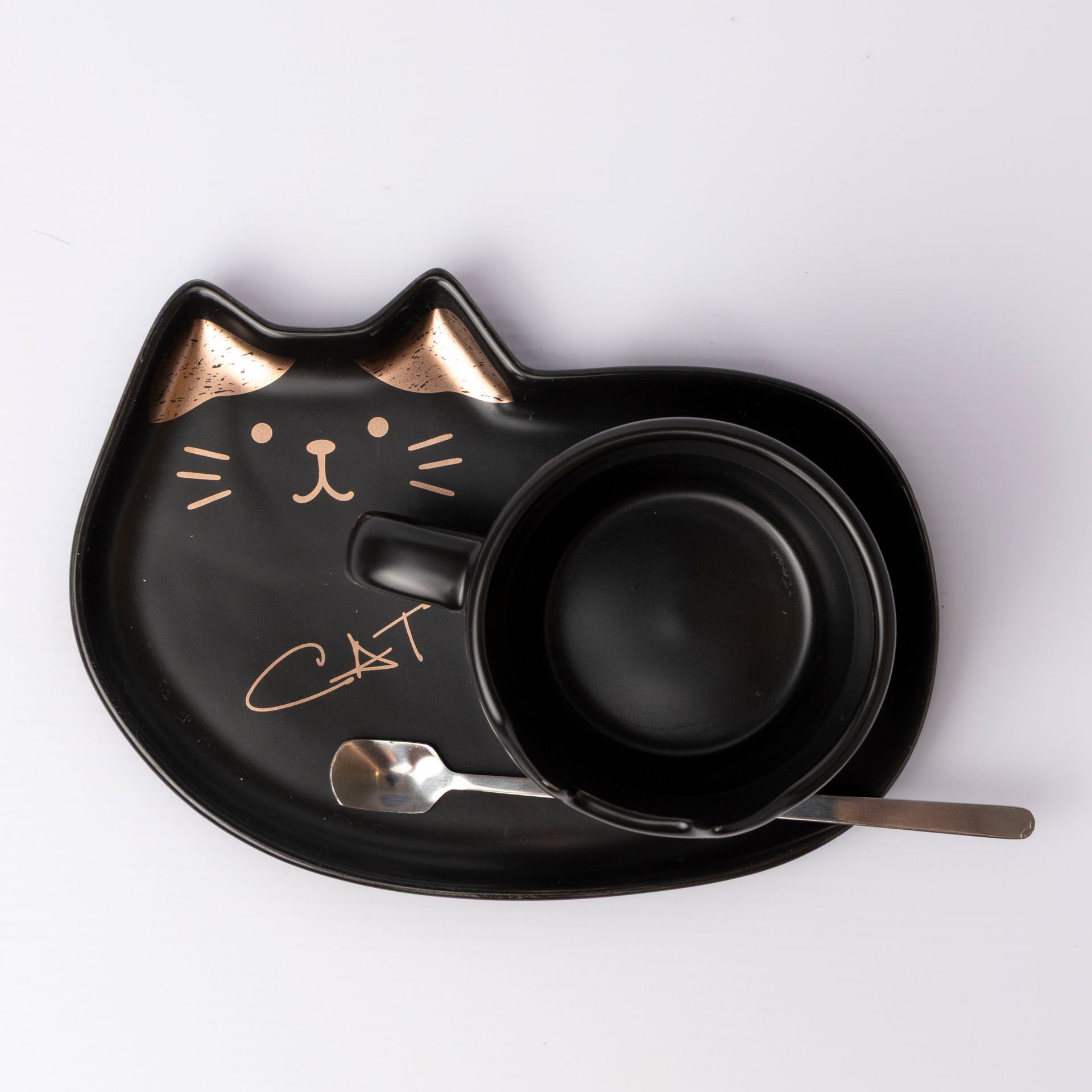 Cat Mug and Snack Tray Set (assorted colours)