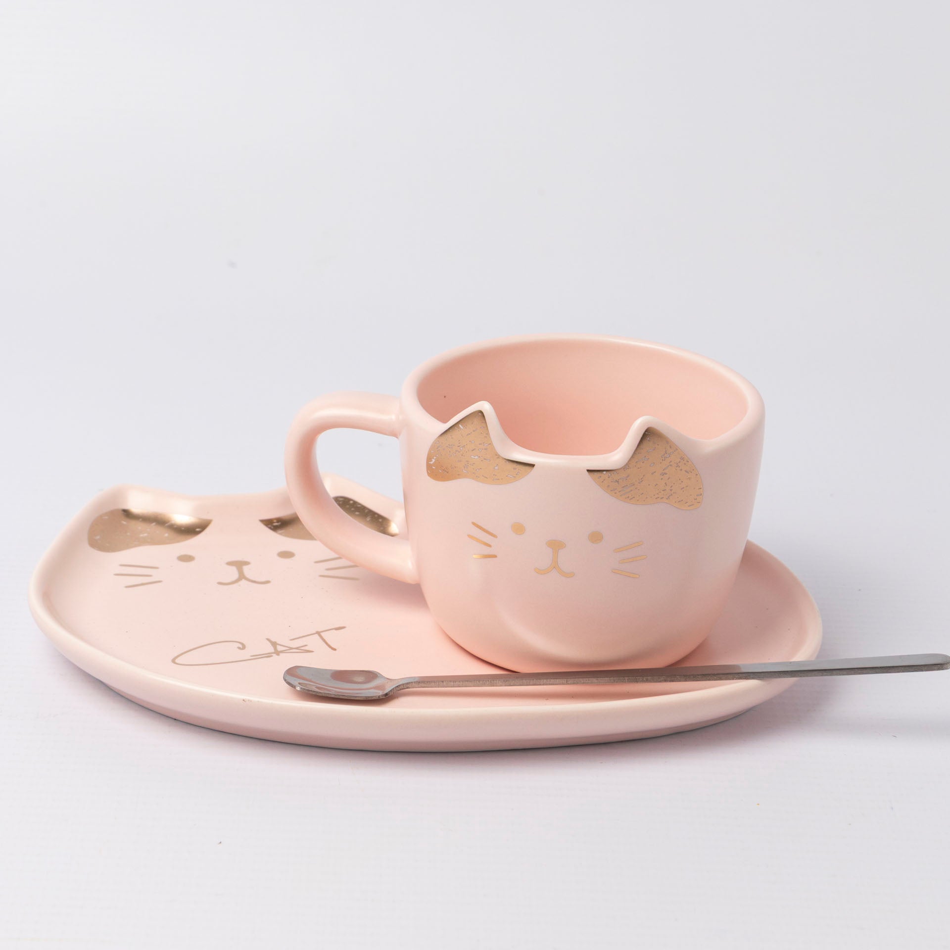 Cat Mug and Snack Tray Set (assorted colours)