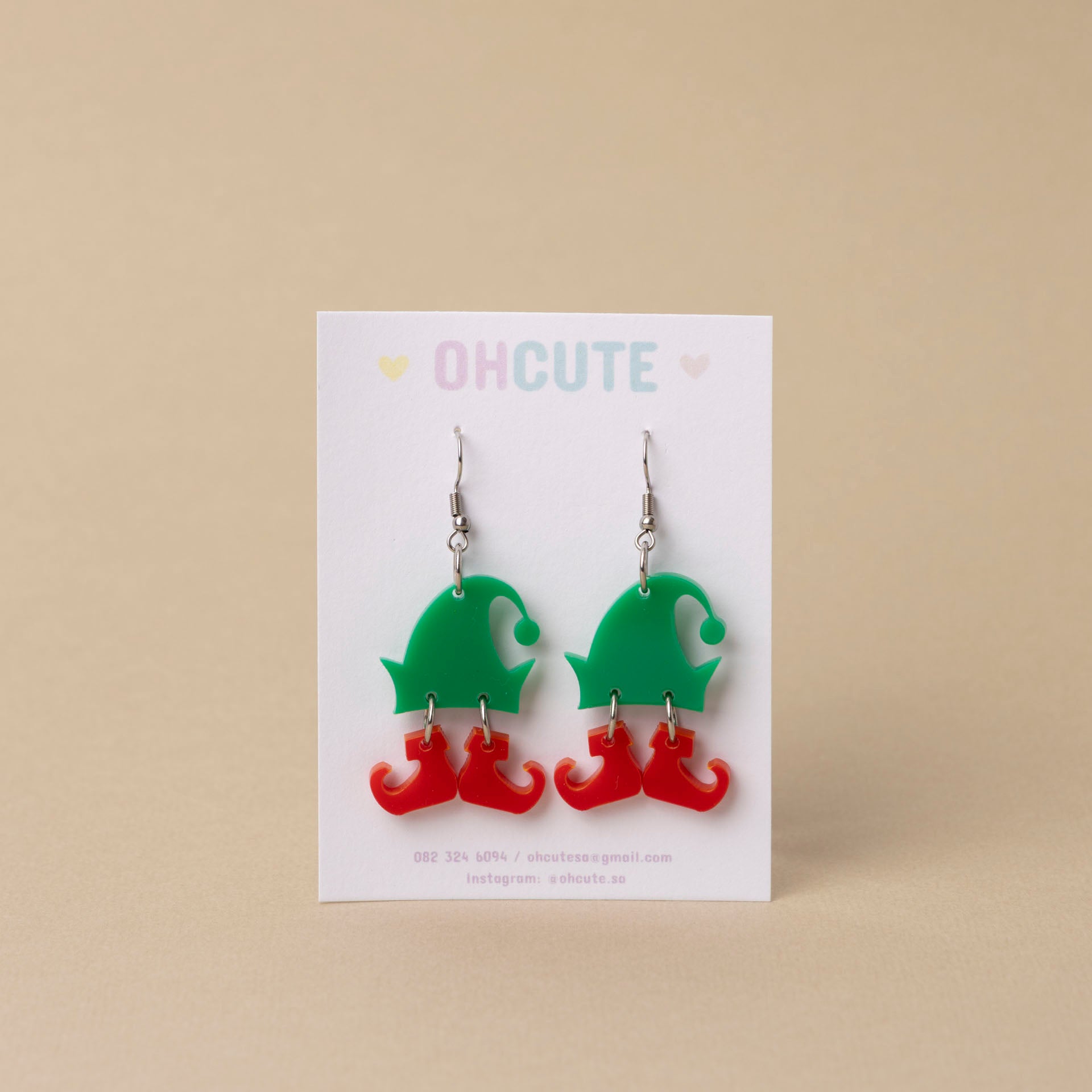 Christmas Elf Acrylic Novelty Earrings