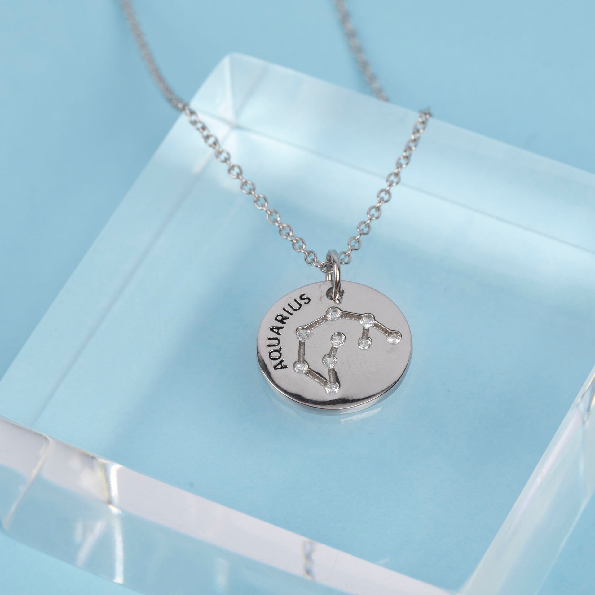 Sterling Silver Star Sign Necklaces (with Zodiac Info Backing Card)