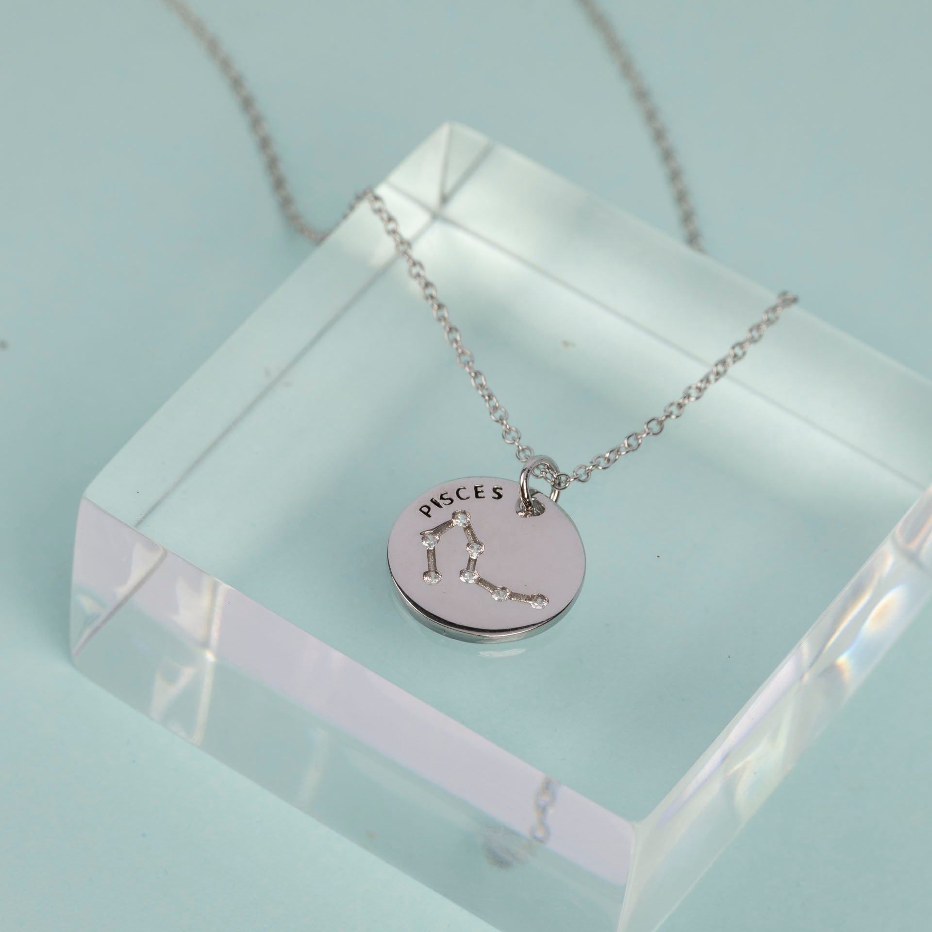 Sterling Silver Star Sign Necklaces (with Zodiac Info Backing Card)